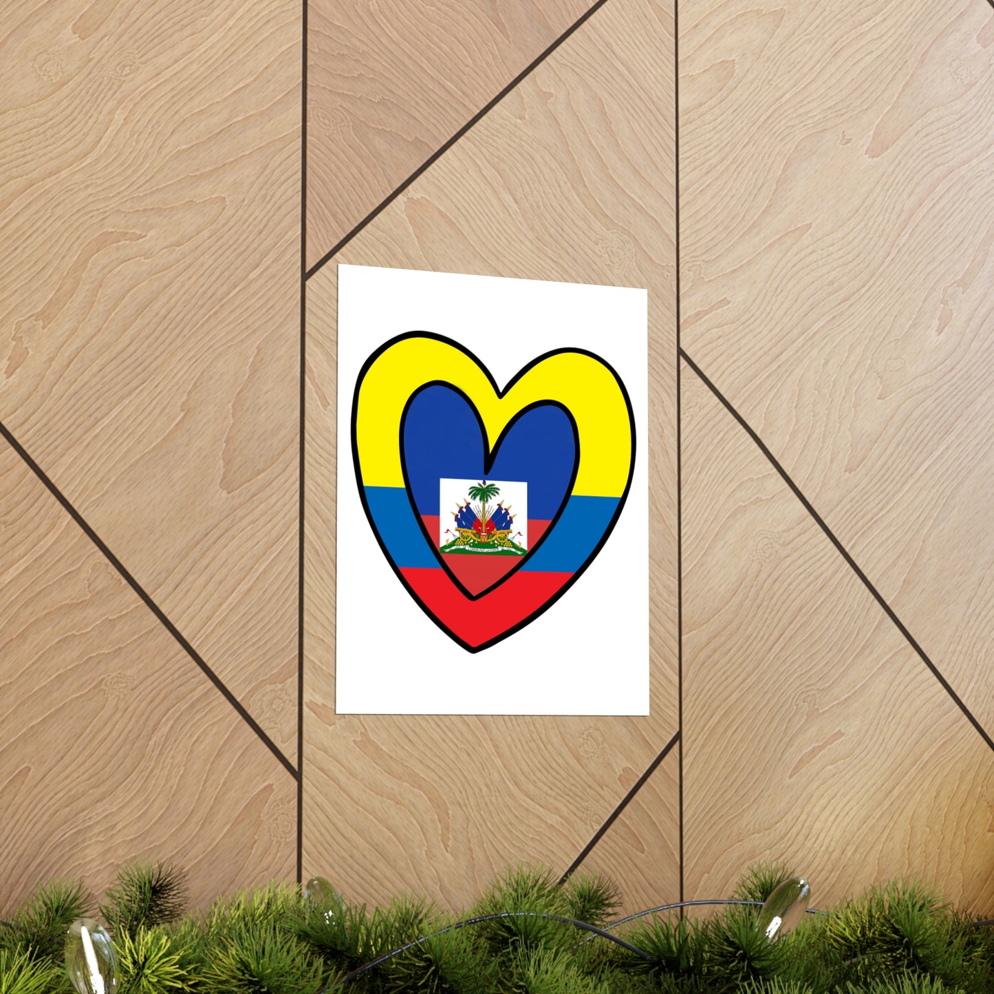 Colombian Haitian Flag Inner Heart Colombia Haiti  Premium Matte Poster