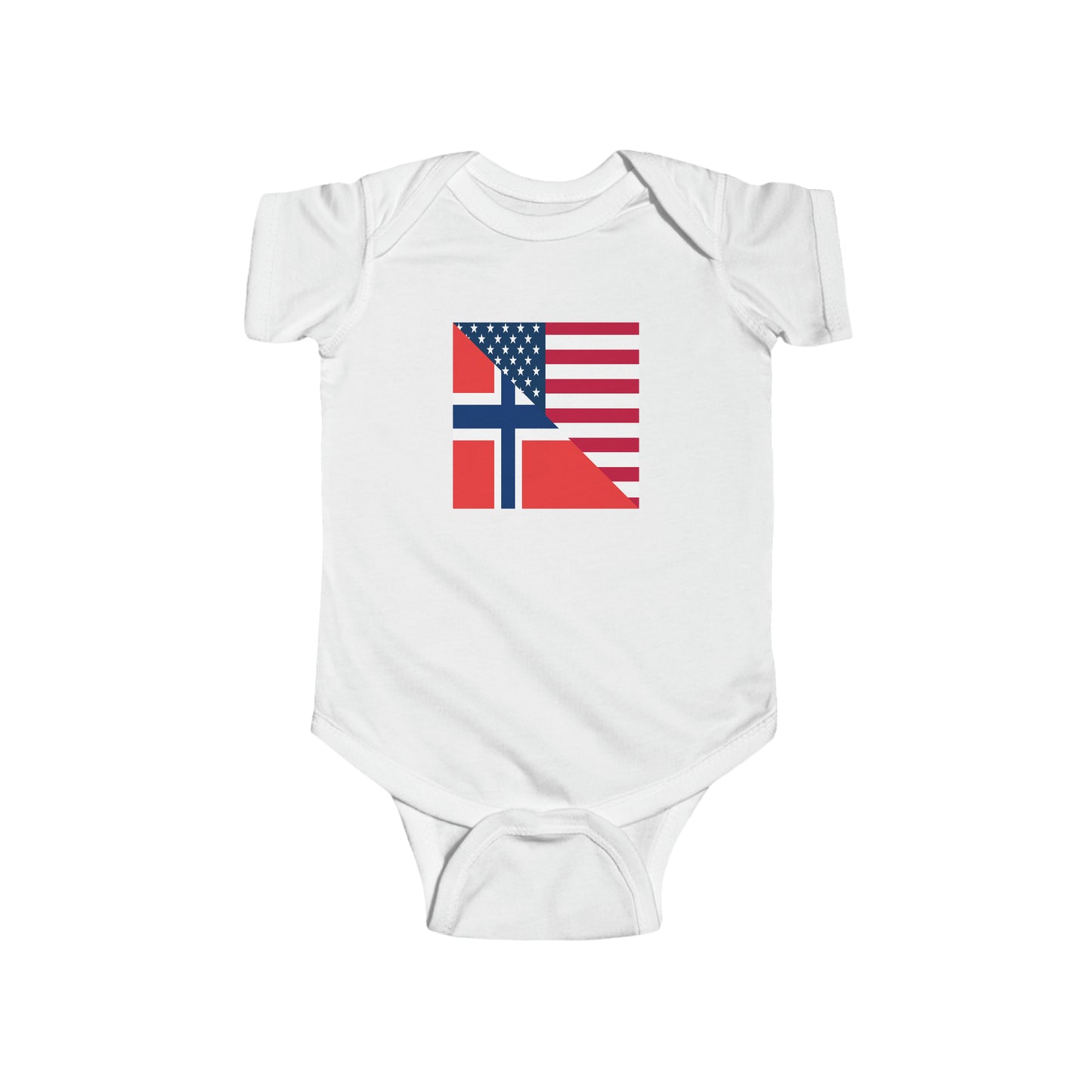 Norwegian American Flag Baby Bodysuit | Unisex Norway USA Newborn Boy Girl