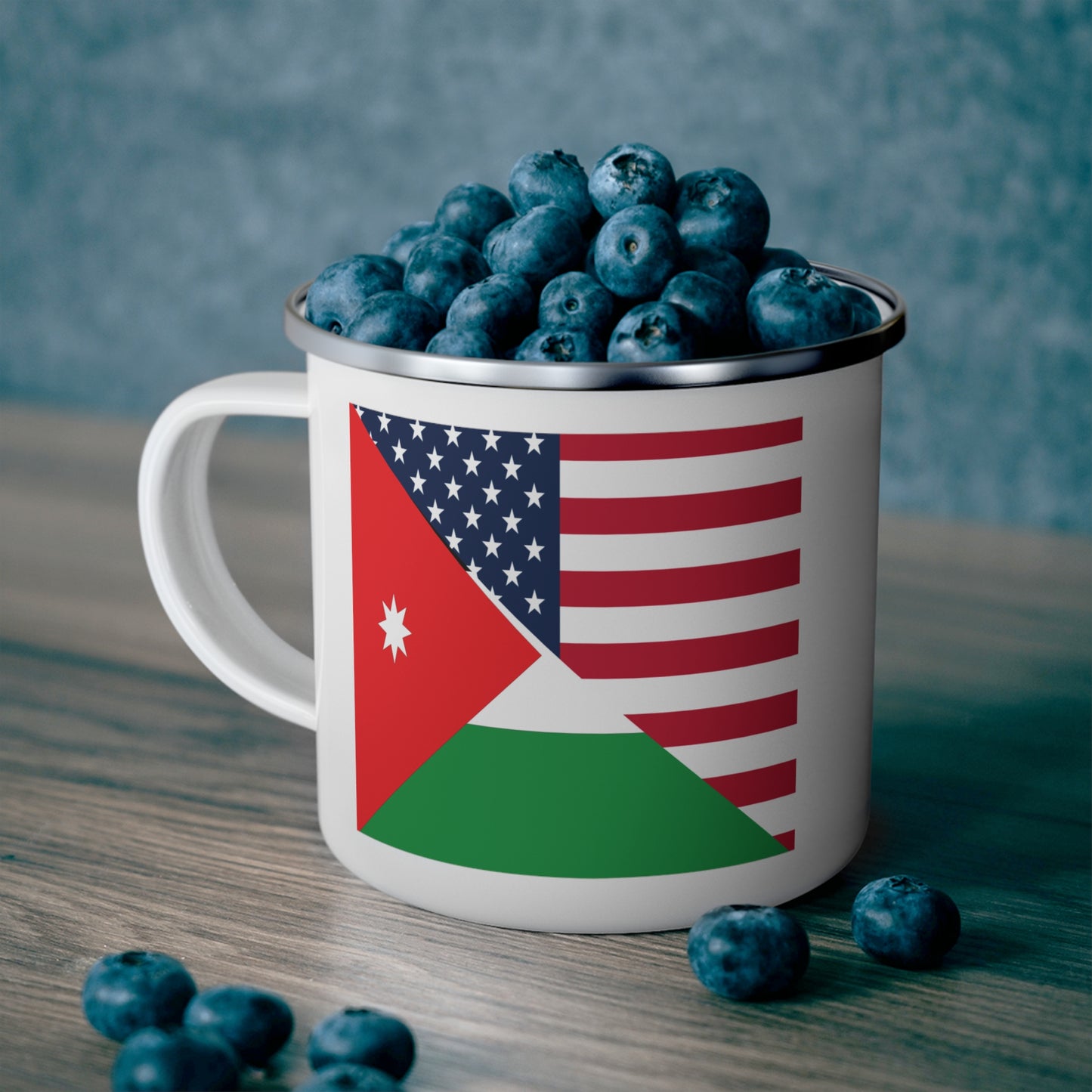 Jordan American Flag Half Jordanian USA 12oz Enamel Mug