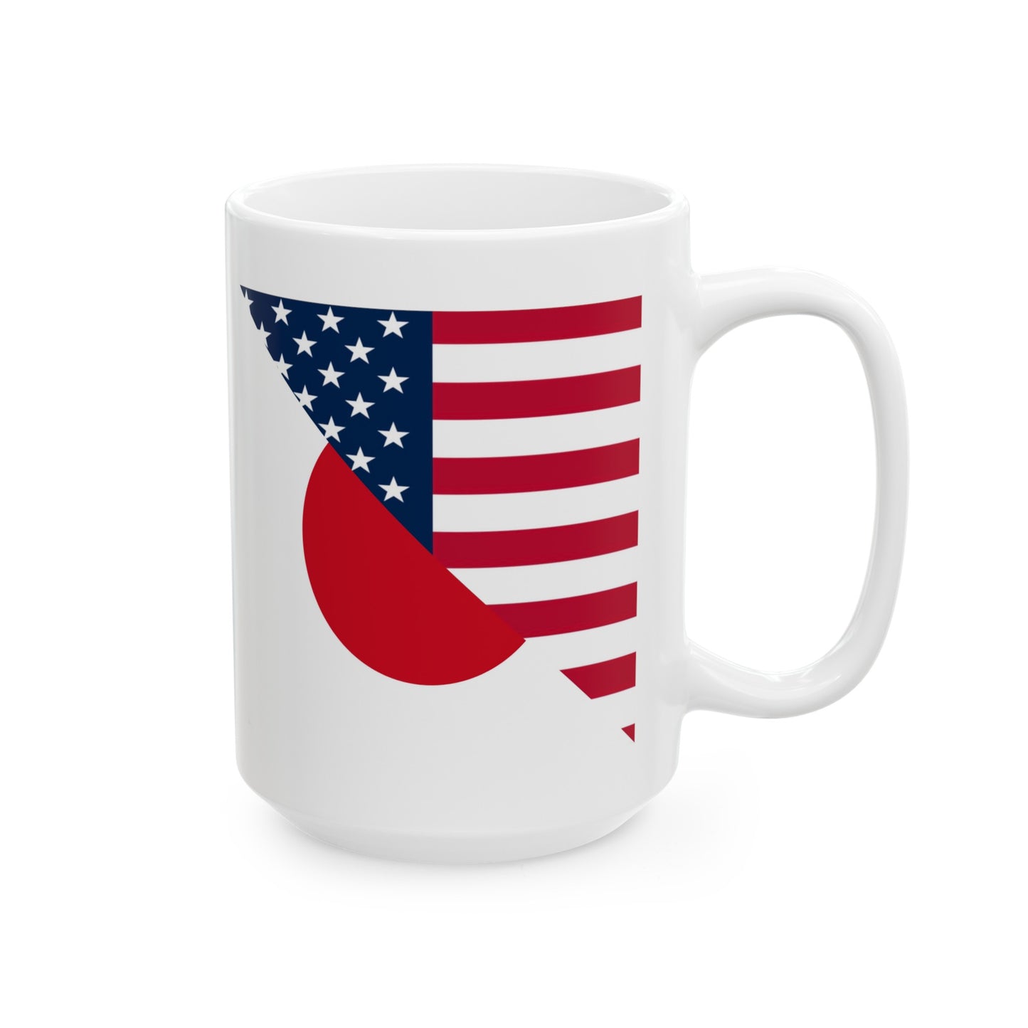 Japan America Flag | Half Japanese USA Flag Ceramic Mug 11oz, 15oz Cup