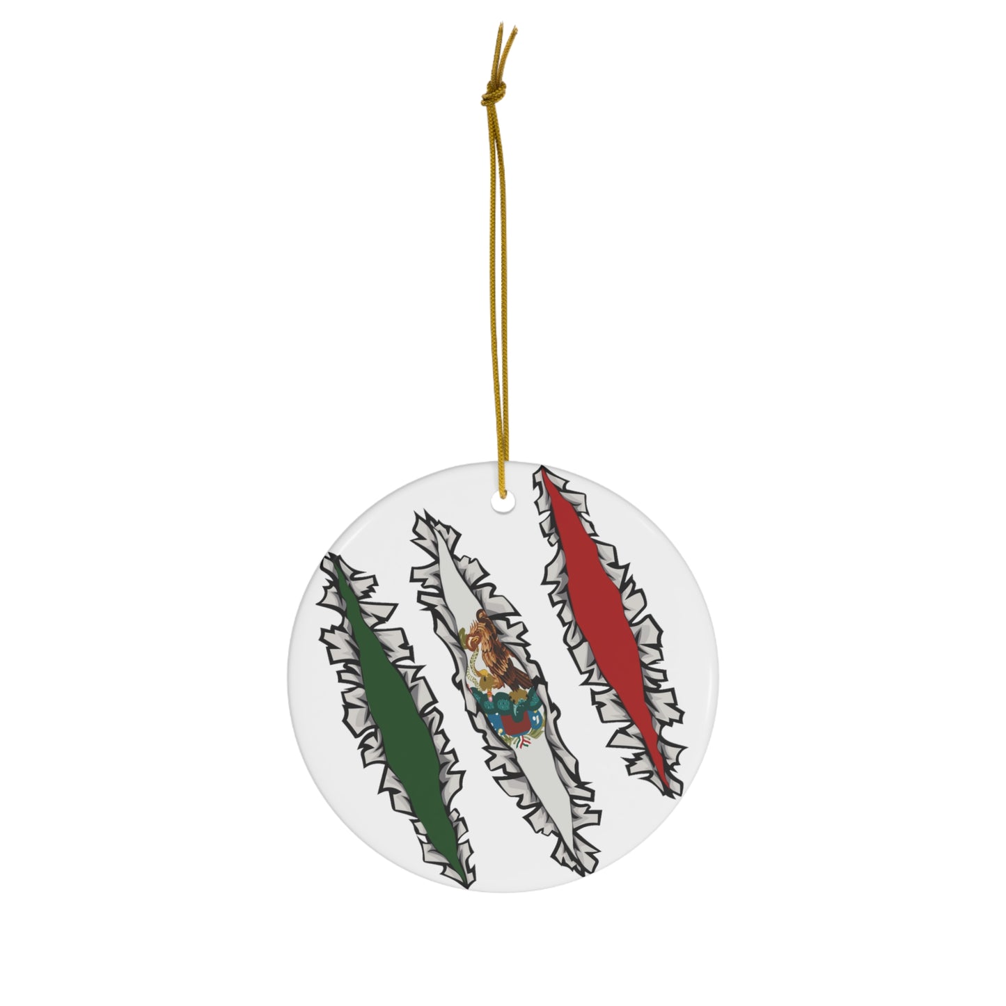 Slashed Mexican Flag | Mexico Ceramic Ornament | Christmas Tree Ornaments