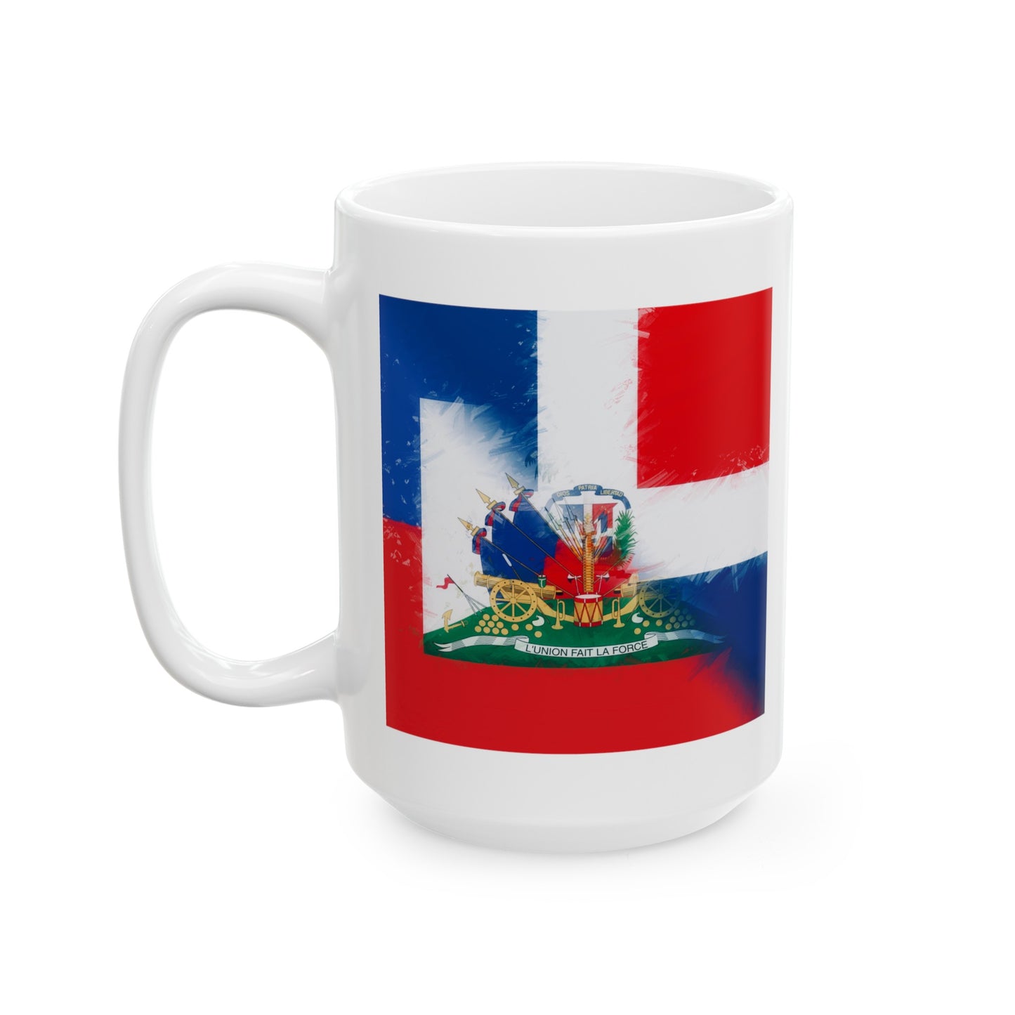 Haiti Dominican Republic Flag | Hispaniola DR Half Haitian Dominican Flag Ceramic Mug 11oz, 15oz Cup