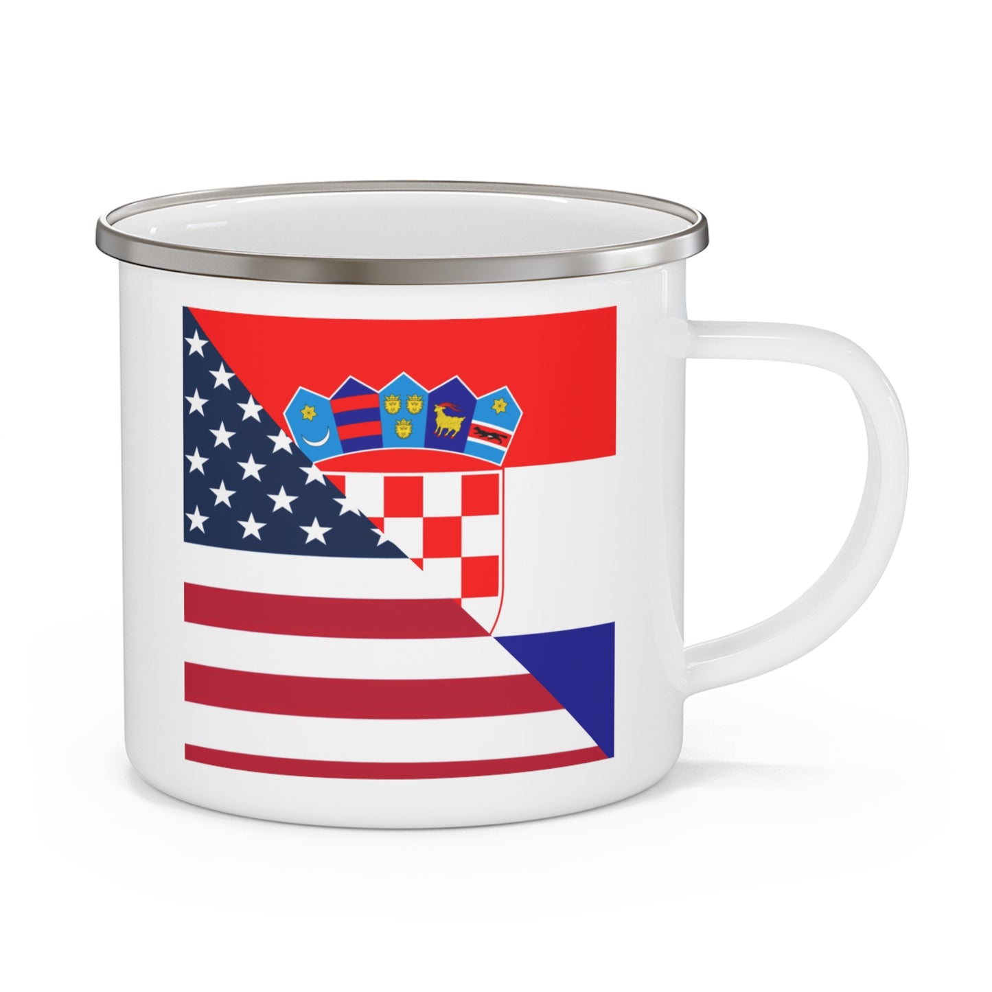 Croatian American Flag Croatia USA 12oz Enamel Mug