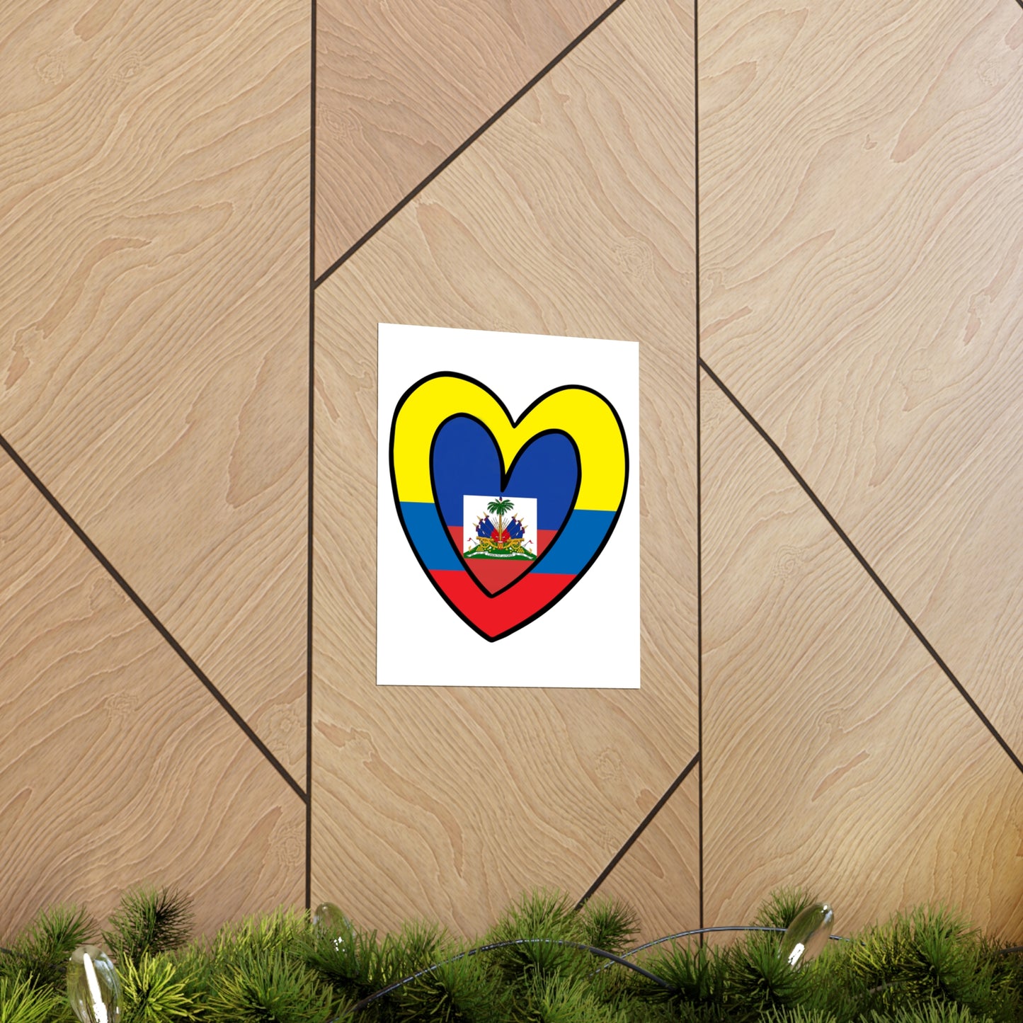 Colombian Haitian Flag Inner Heart Colombia Haiti  Premium Matte Poster