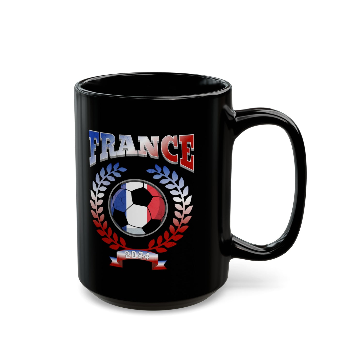 France 2024 Soccer Football Championship Games French Team Black Mug (11oz, 15oz)