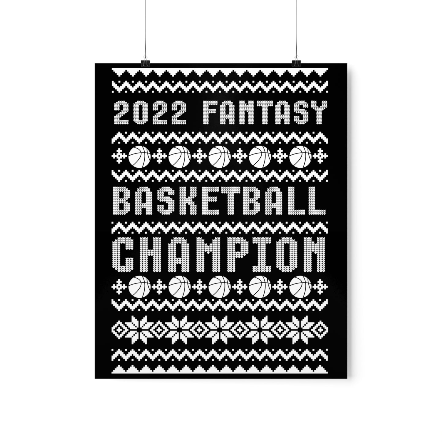 2022 Fantasy Basketball Champion Ugly Christmas Holiday Champ Premium Matte Poster
