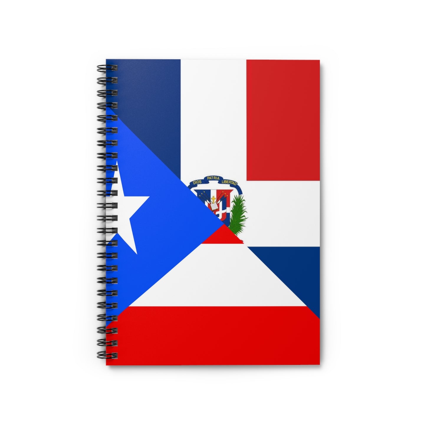 Puerto Rican Dominican Republic Flag Half PR DR Spiral Notebook - Ruled Line