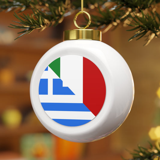 Greek Italian Flag Half Greece Italy Christmas Tree Ball Ornament