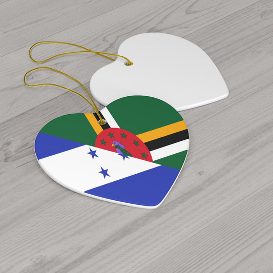 Dominica Honduras Half Honduran Dominican Flag Ceramic Ornament | Christmas Tree Ornaments