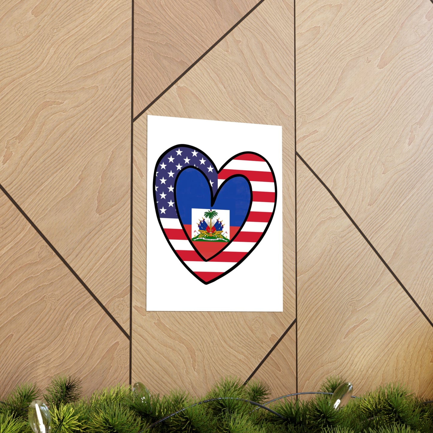 American Haitian Flag Inner Heart USA Haiti Premium Matte Poster