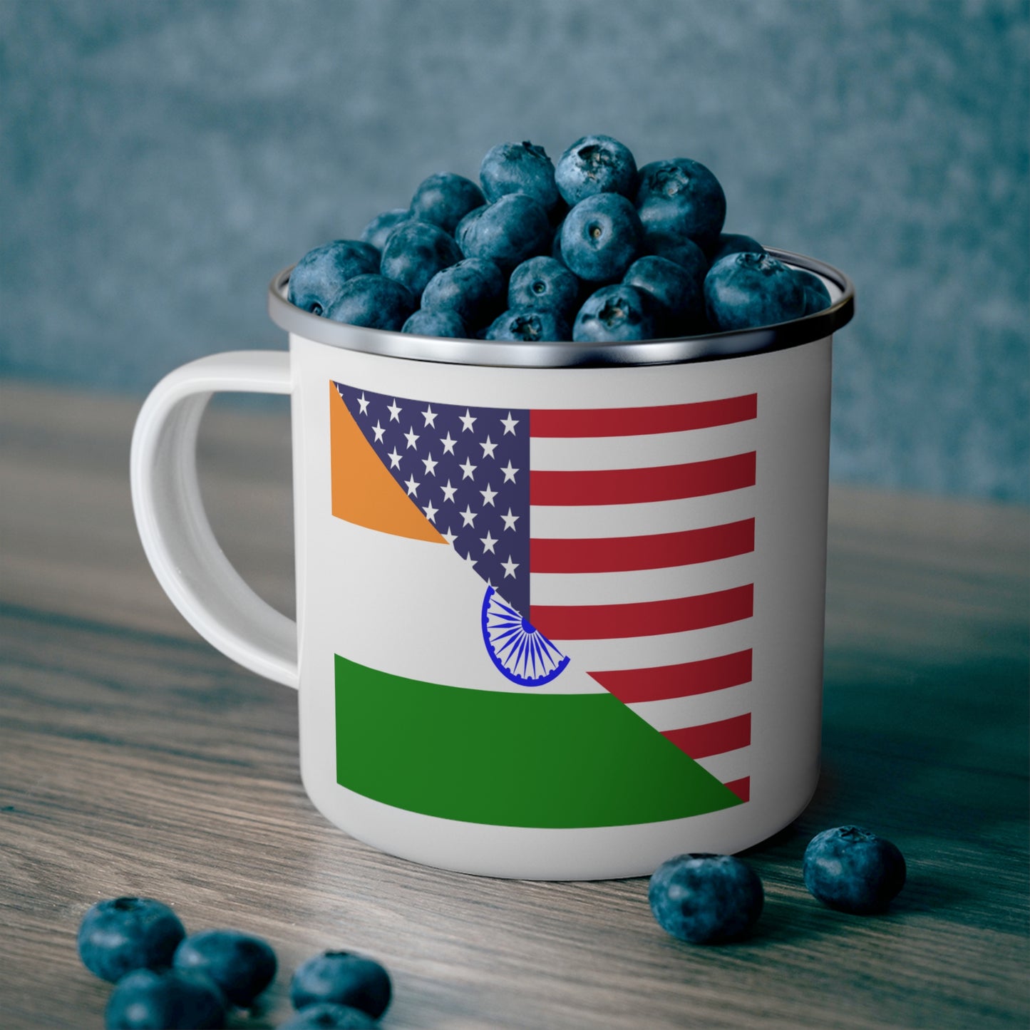 Indian American Flag Half India USA 12oz Enamel Mug