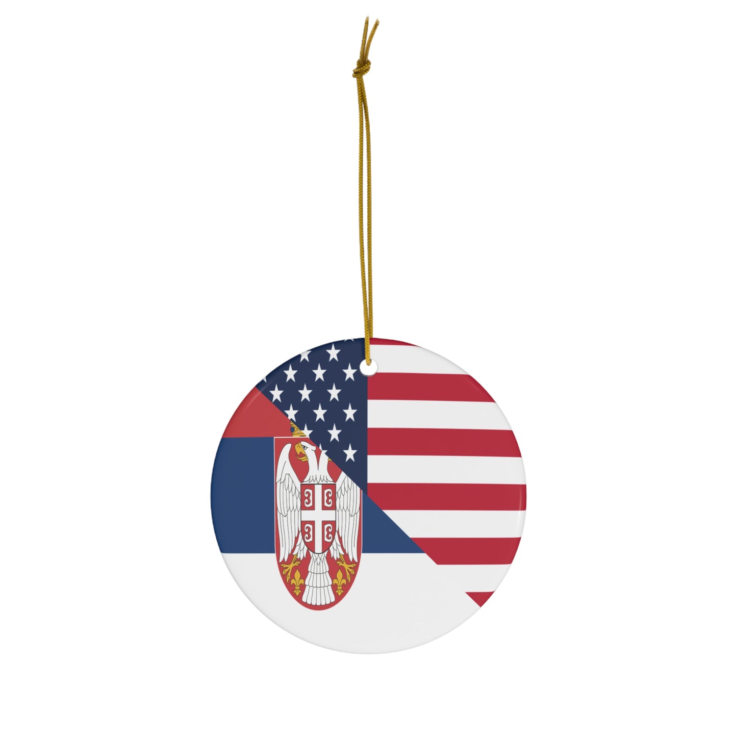 Serbian American Flag Half Serbia USA Ceramic Ornament | Christmas Tree Ornaments