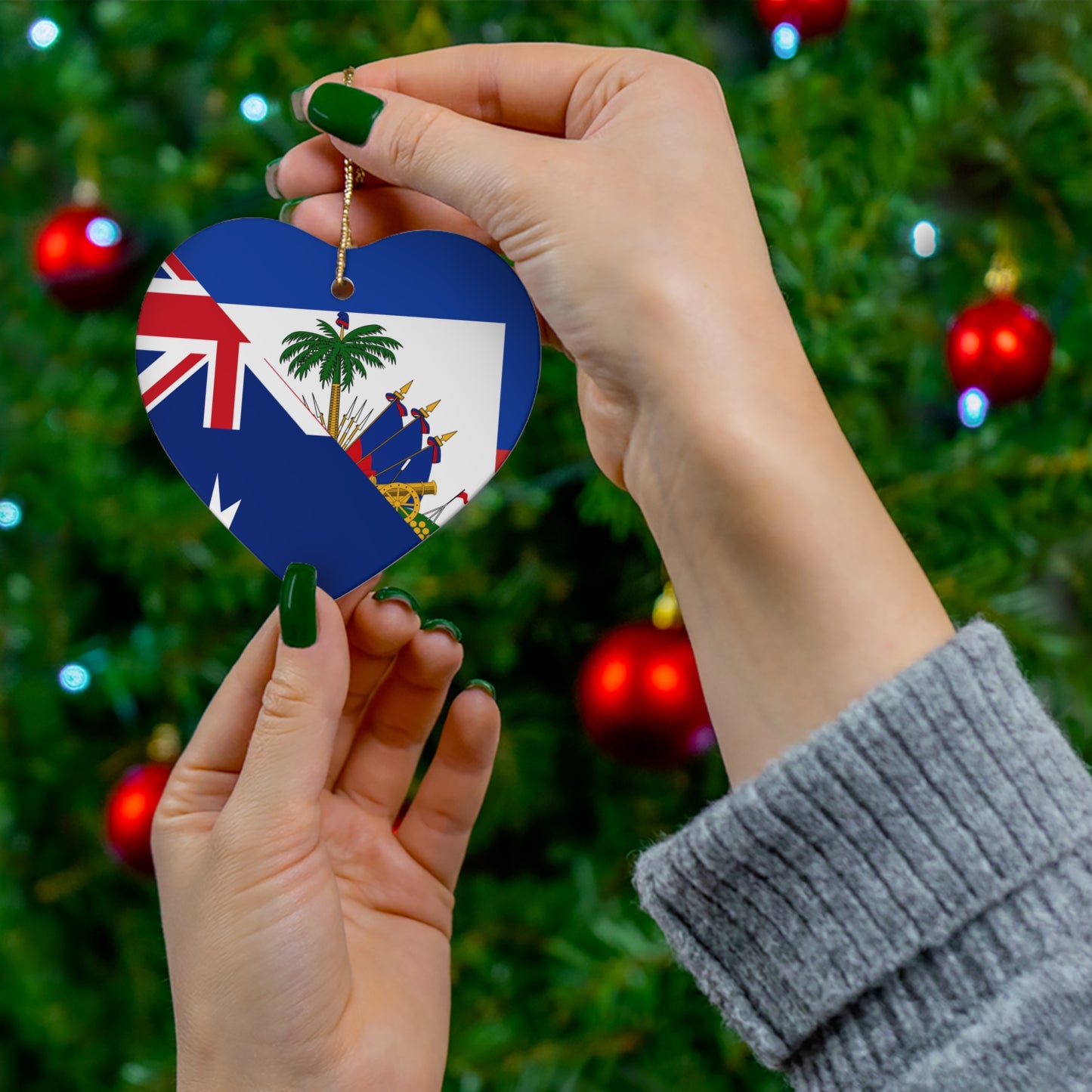 Australian Haitian Flag Australia Haiti Ceramic Ornament | Christmas Tree Ornaments