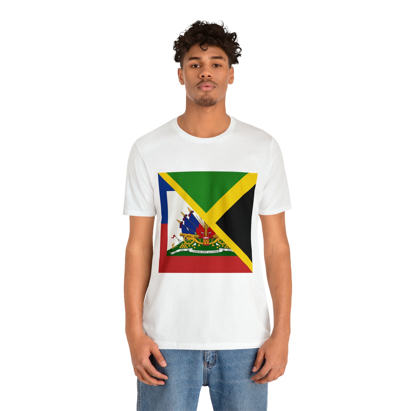 Half Haitian Jamaican Flag Tee | Haiti Jamaica Men Women Shirt