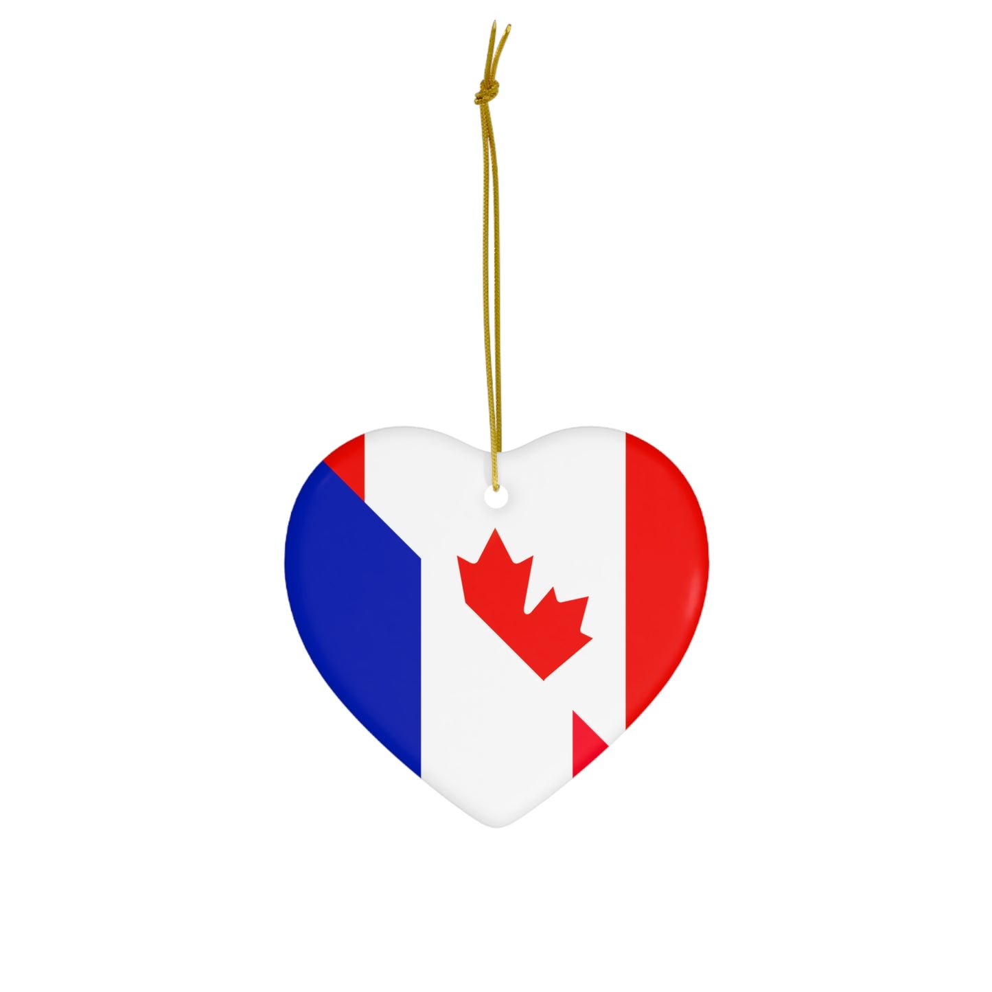 French Canadian Flag France Canada Ceramic Ornament | Christmas Tree Ornaments