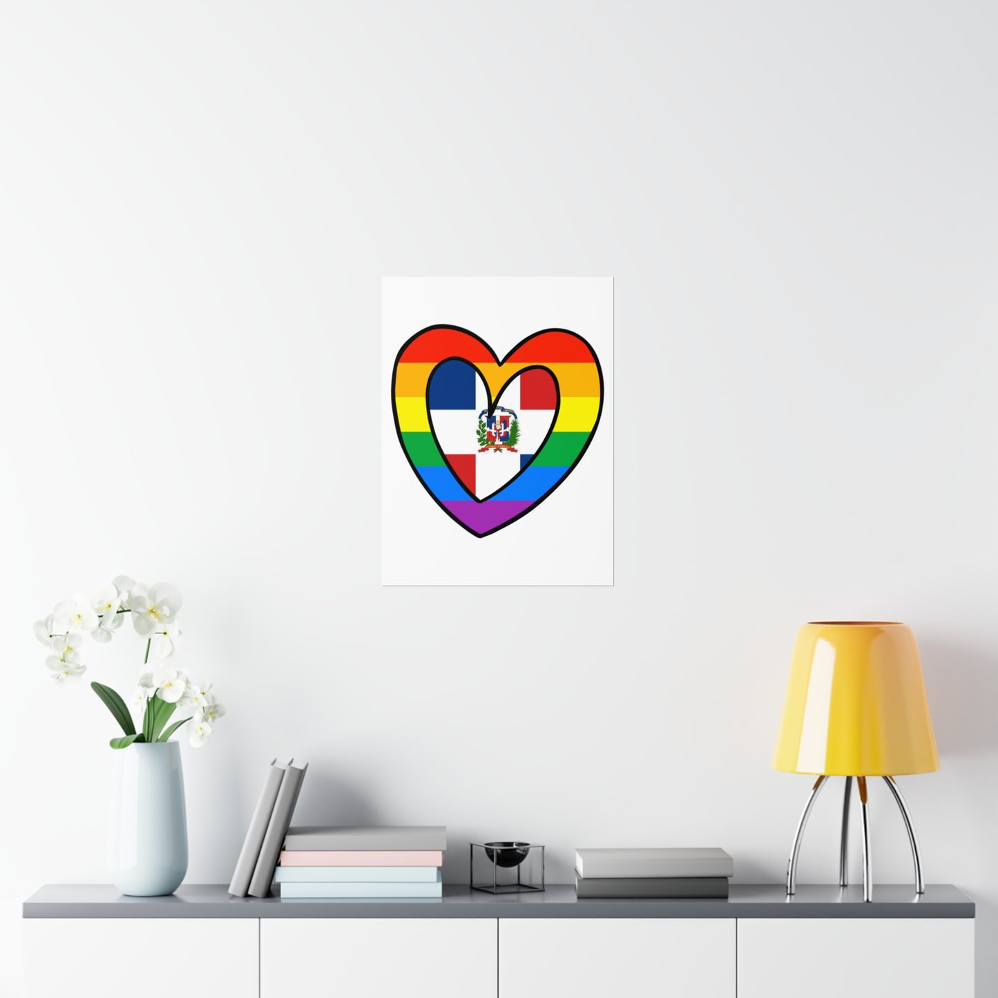 Dominican Rainbow Flag Heart DR Pride Month Premium Matte Poster