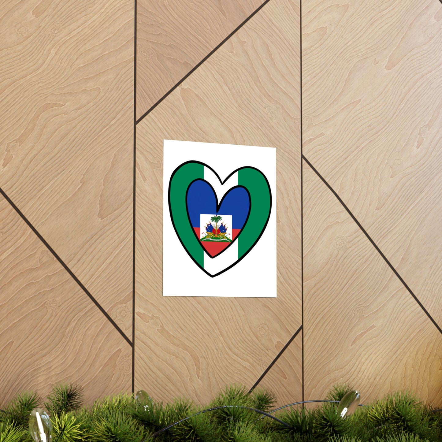 Nigerian Haitian Flag Inner Heart Nigeria Haiti  Premium Matte Poster