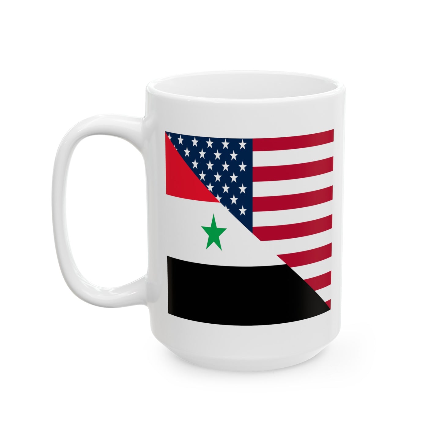 Syrian American Flag Half Syria USA Ceramic Mug 11oz, 15oz Cup