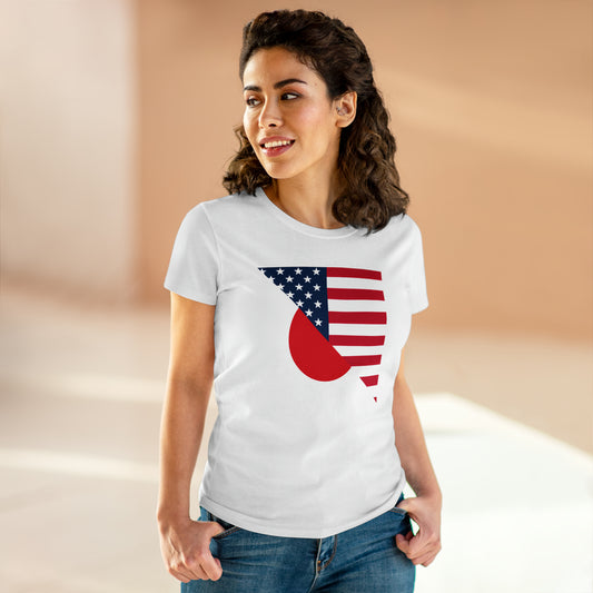 Women's Japan America Flag |Half Japanese USA Flag Cotton Tee Shirt