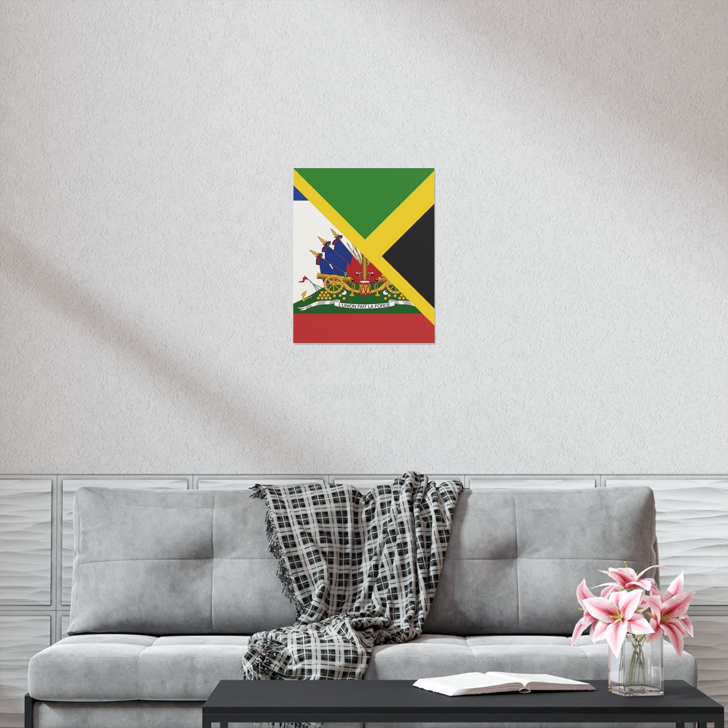 Haitian Jamaican Flag | Half Jamaica Haiti Premium Matte Poster