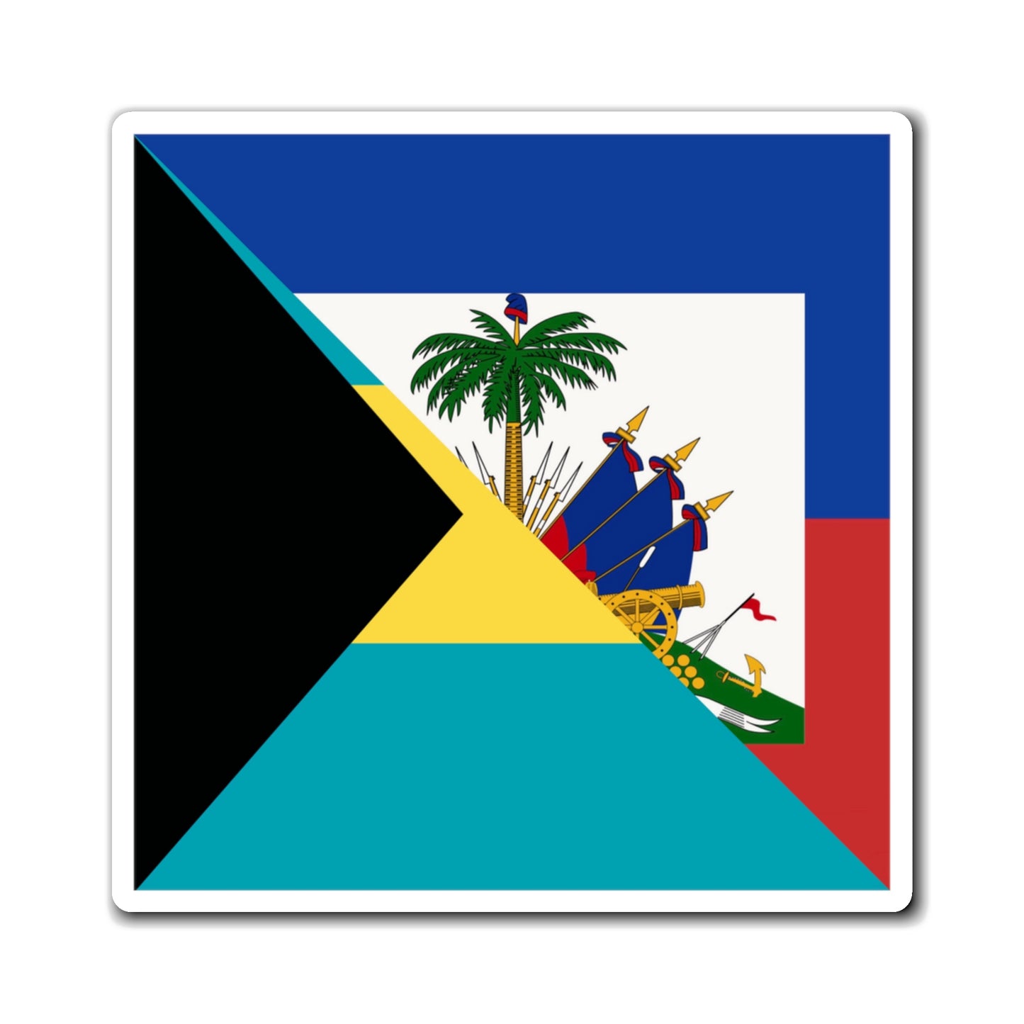 Haiti Bahamas Flag | Half Haitian Bahamian Flag Magnet