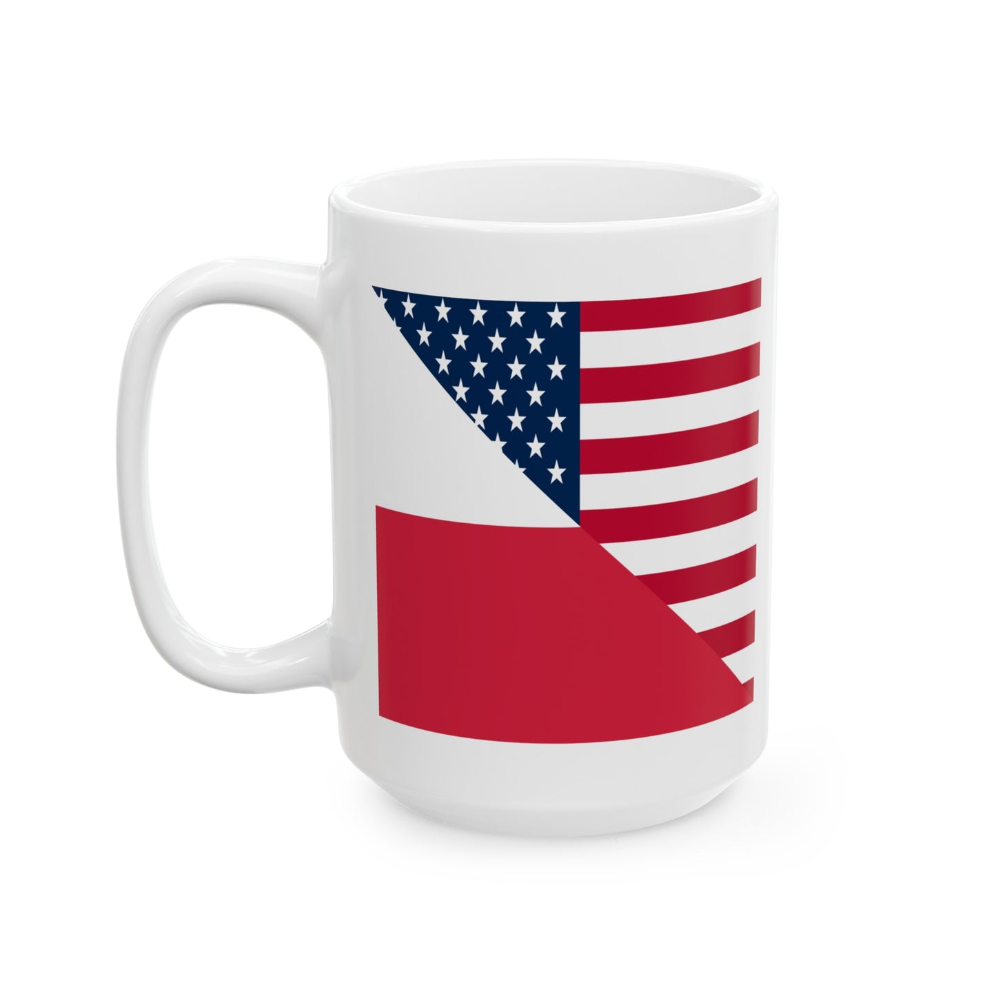 Polish American Flag Half Poland USA Ceramic Mug 11oz, 15oz Cup