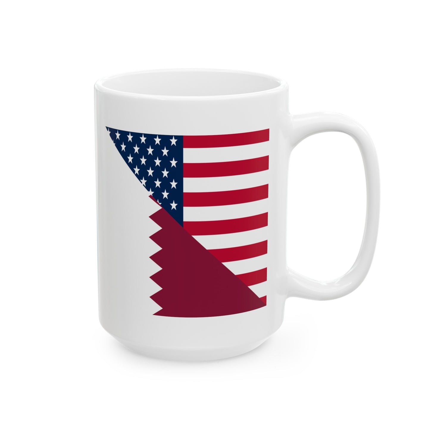 Qatar American Flag Half Qatari USA Ceramic Mug 11oz, 15oz Cup