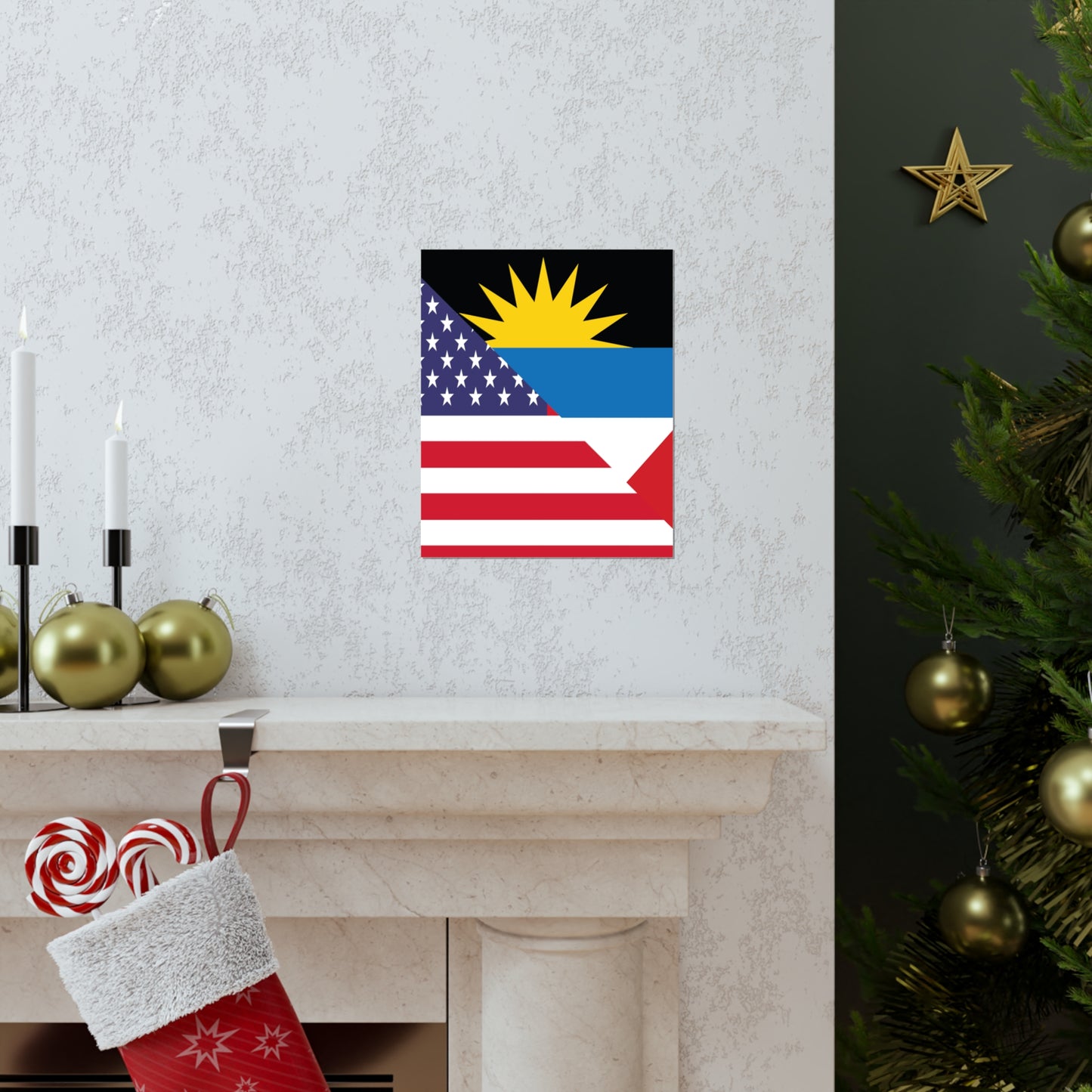 Antigua and Barbuda American Flag Antiguan USA Premium Matte Poster