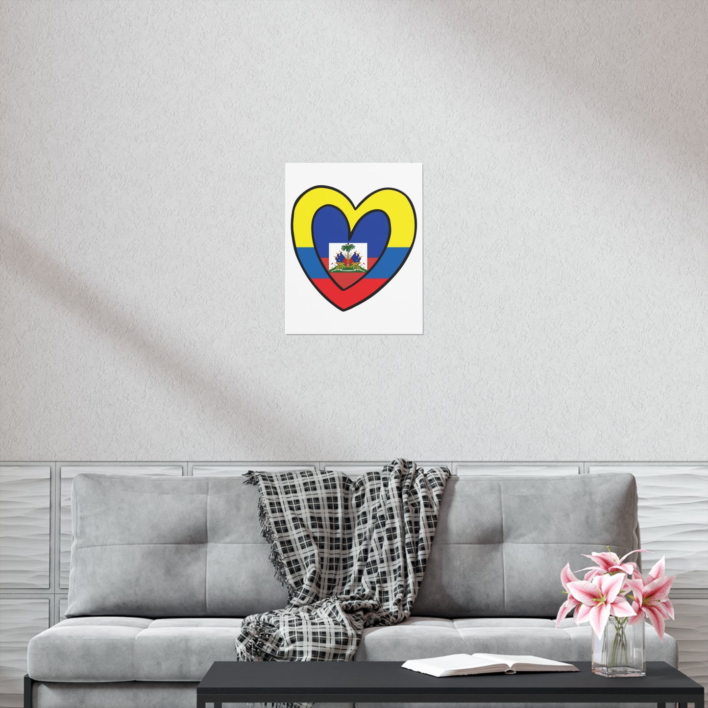 Colombian Haitian Flag Inner Heart Colombia Haiti  Premium Matte Poster