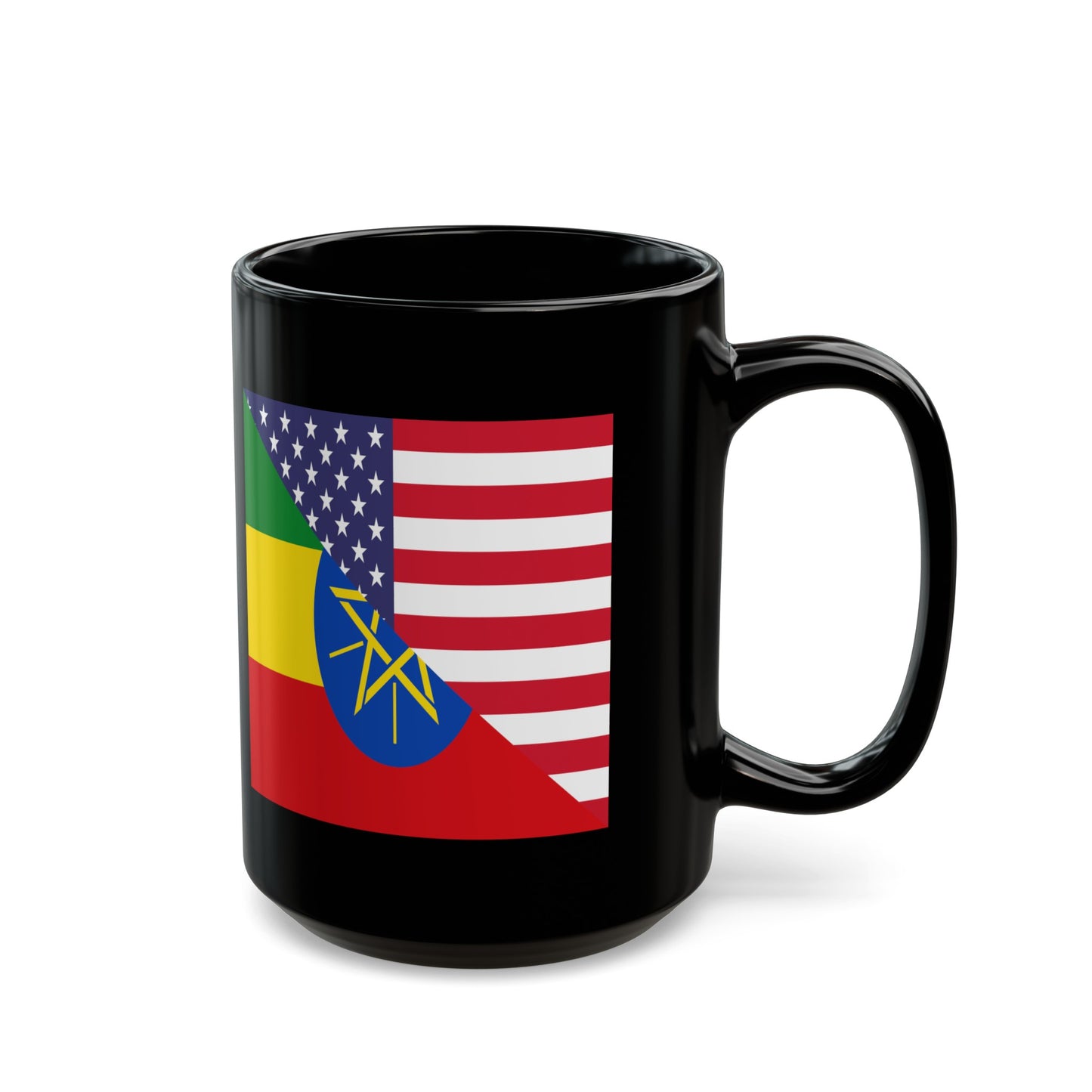 Ethiopian American Flag Ethiopia USA Black Mug (11oz, 15oz)