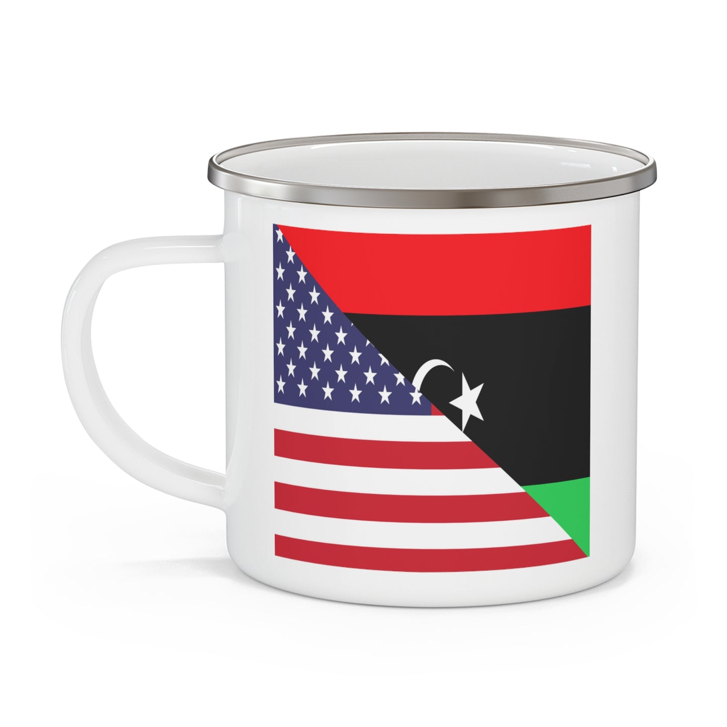 Libya American Flag Libyan USA 12oz Enamel Mug