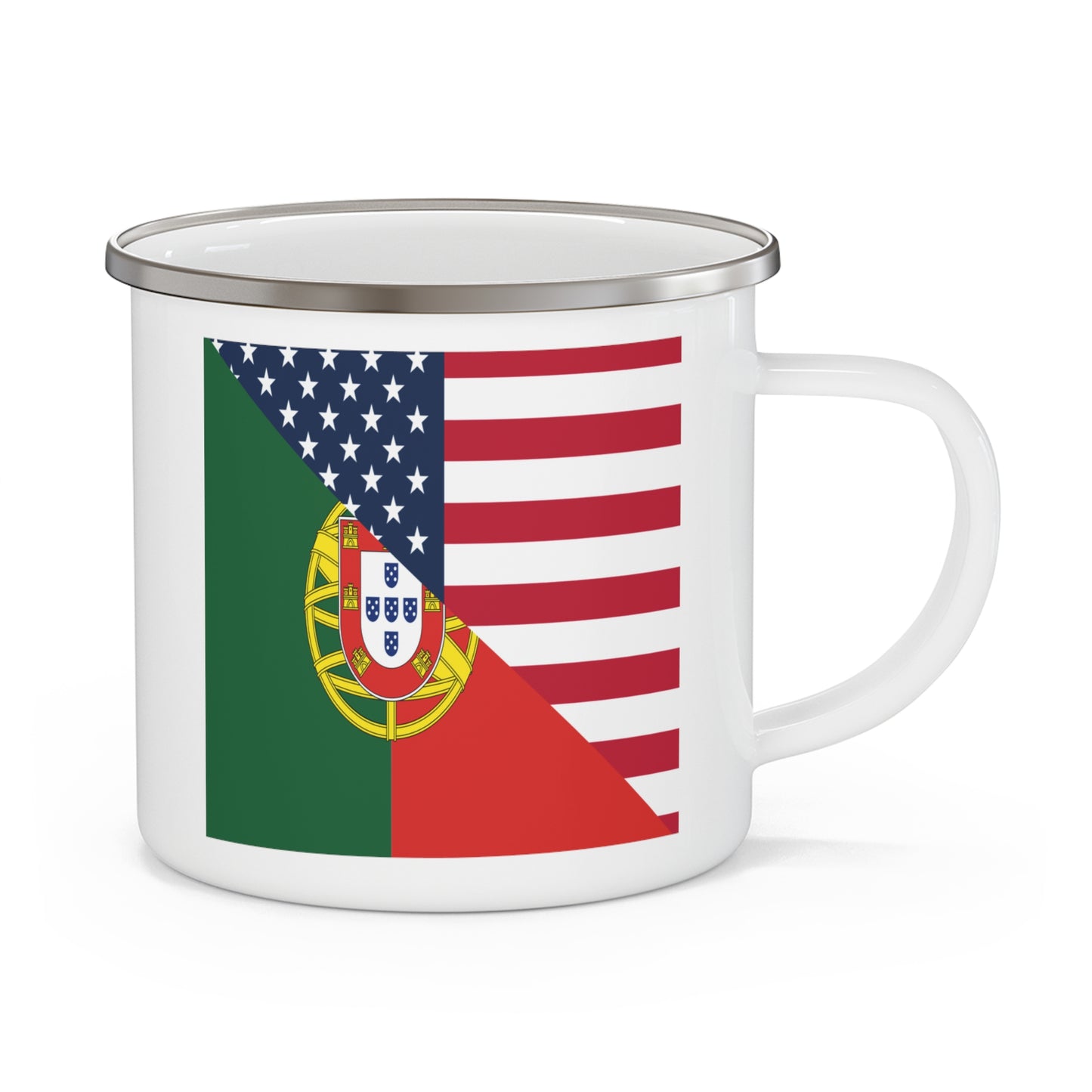 Portugal American Flag Half Portuguese USA 12oz Enamel Mug