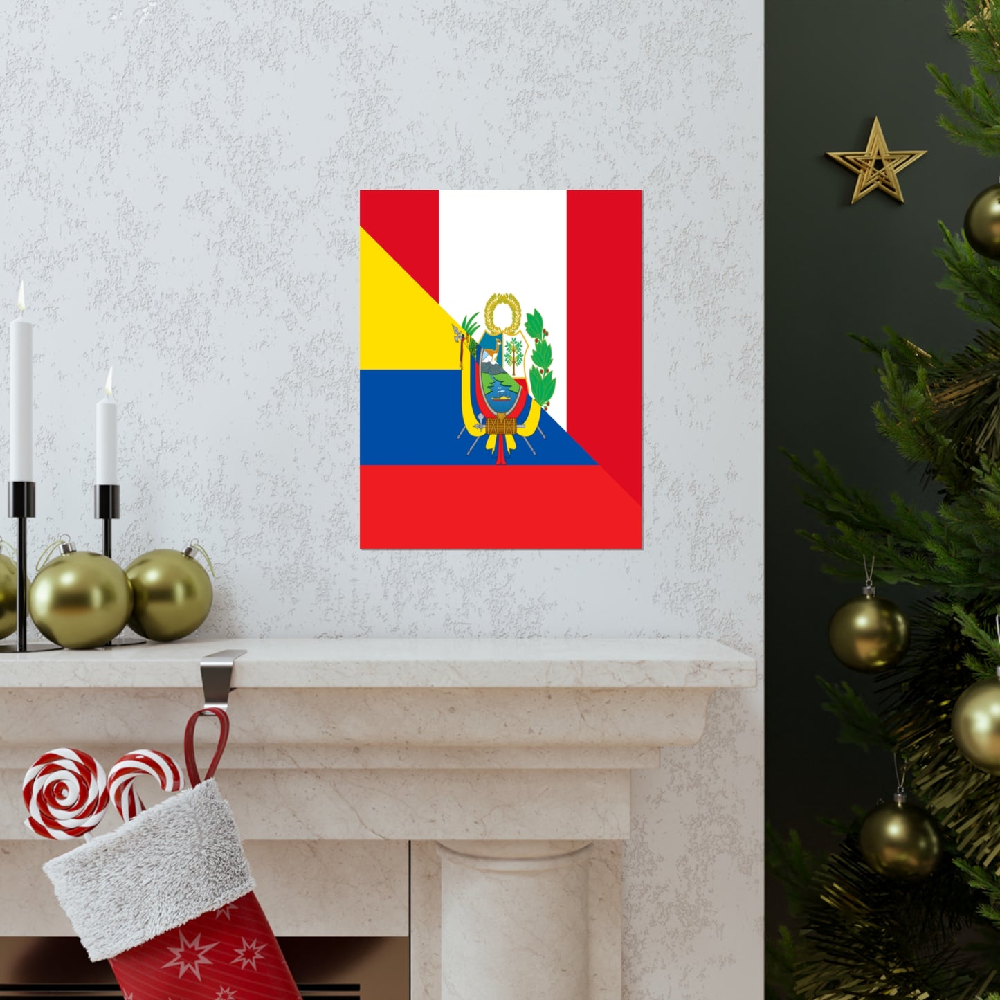 Peru Ecuador Flag Peruvian Ecuadorian Premium Matte Poster