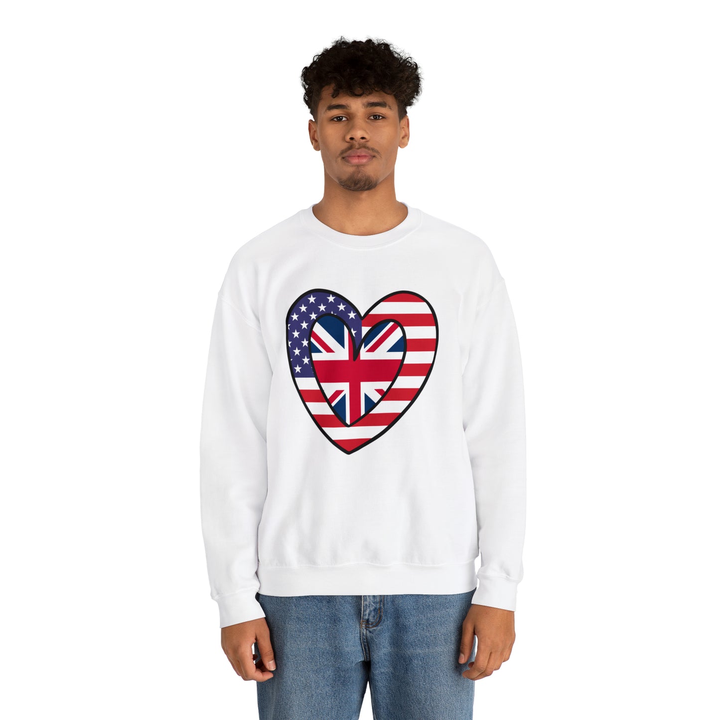 American UK Flag Inner Heart USA United Kingdom Unisex Sweatshirt