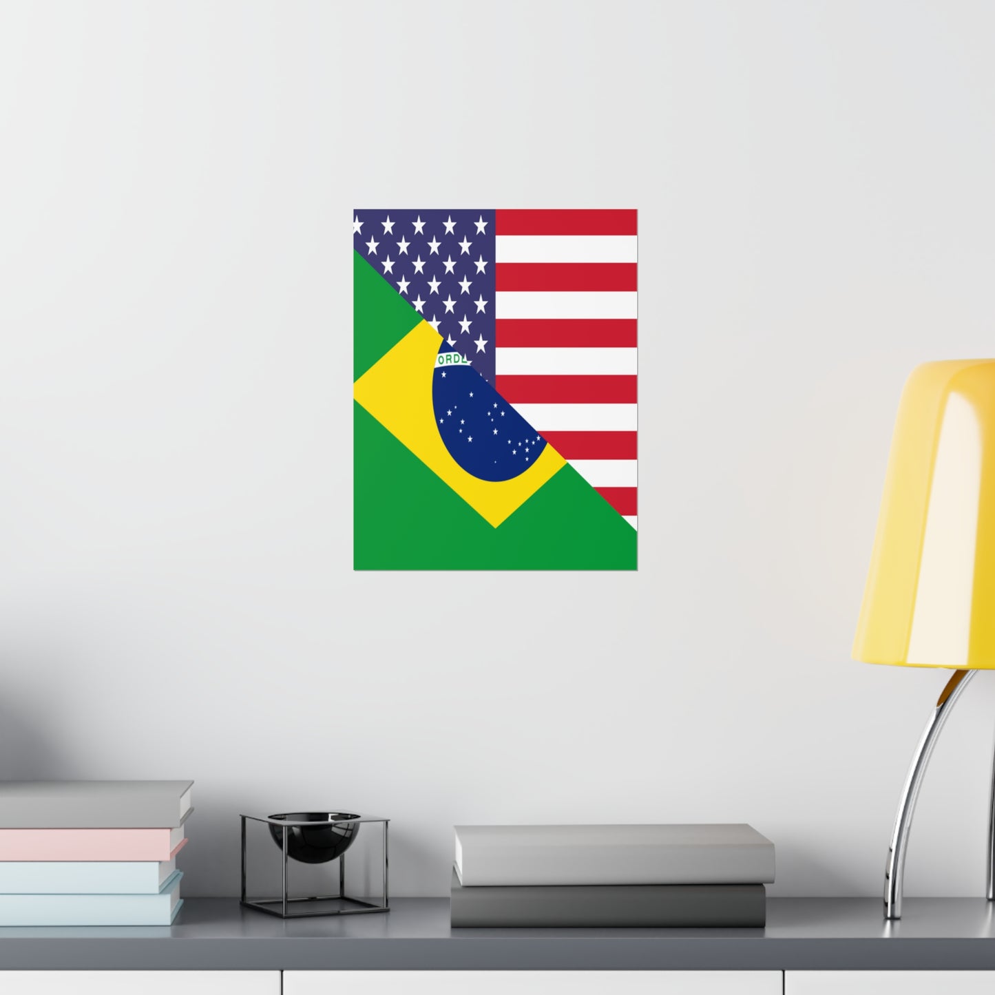 Brazilian American Flag Half Brazil USA Brasil Premium Matte Poster