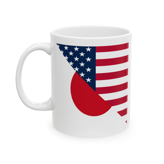 Japan America Flag | Half Japanese USA Flag Ceramic Mug 11oz, 15oz Cup