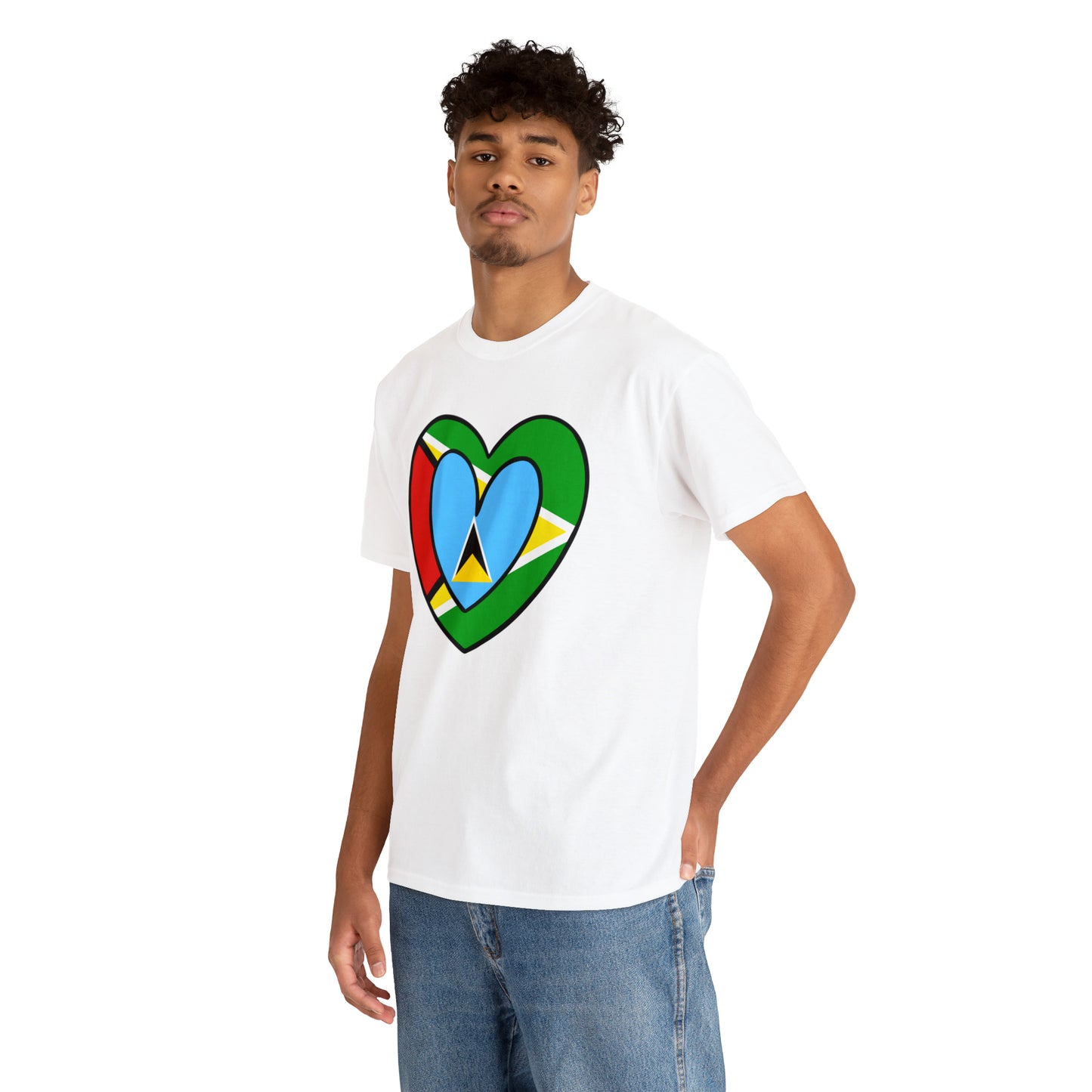 St Lucian Guyanese Heart Flag Guyana T-Shirt | Unisex Tee Shirt