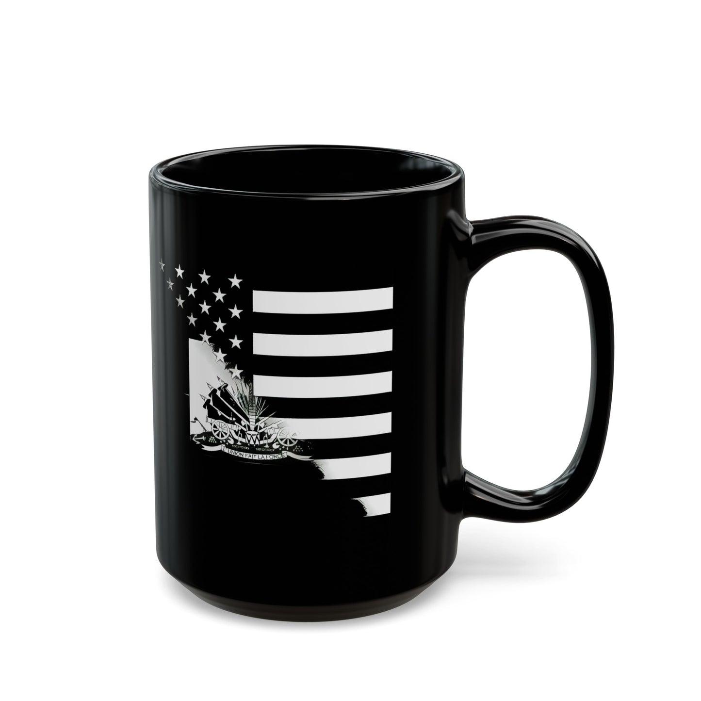 Haitian American Black White Flag Haiti USA Black Mug (11oz, 15oz)