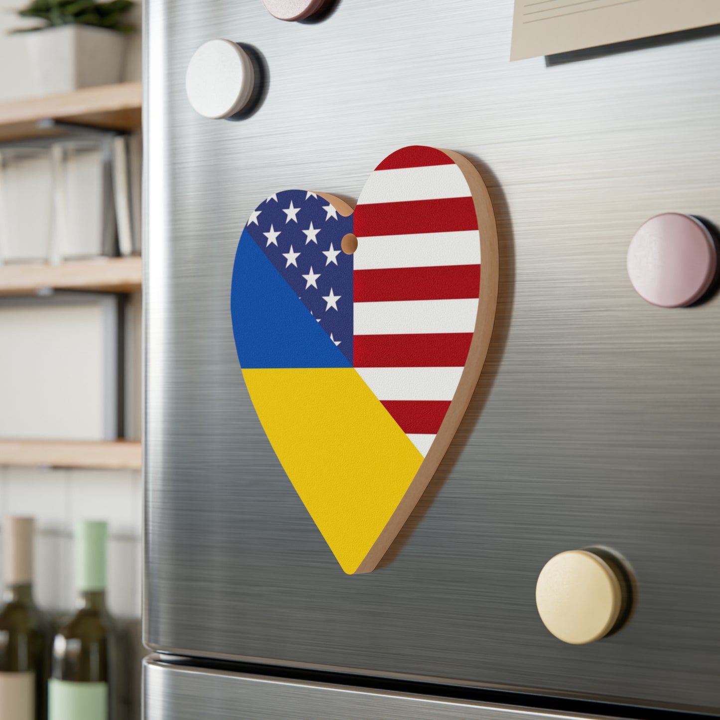 Ukrainian American Flag | Half Ukraine USA Wooden Ornament