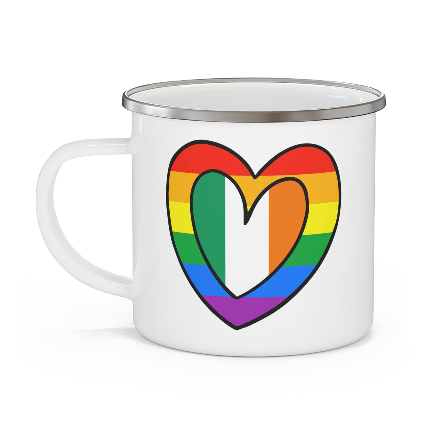 Irish Rainbow Flag Heart Ireland Pride Parade 12oz Enamel Mug