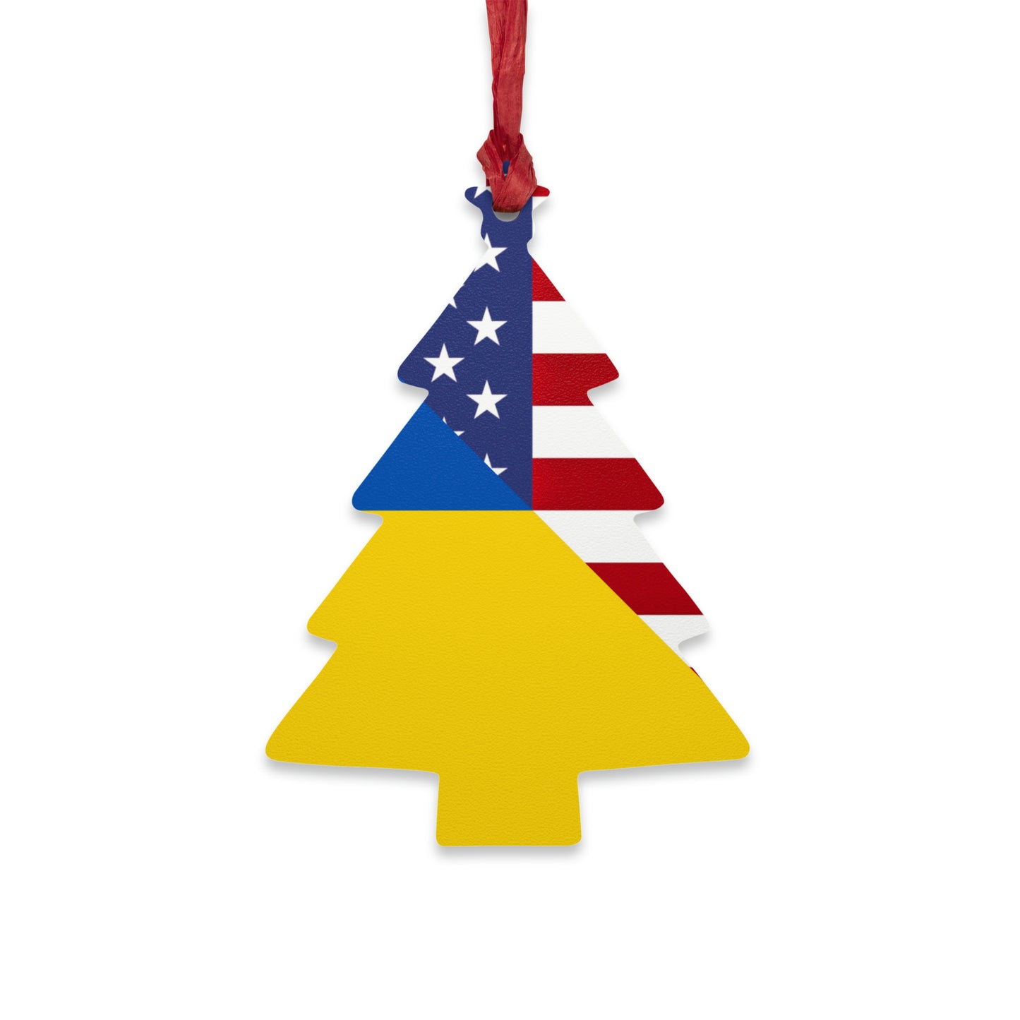 Ukrainian American Flag | Half Ukraine USA Wooden Ornament