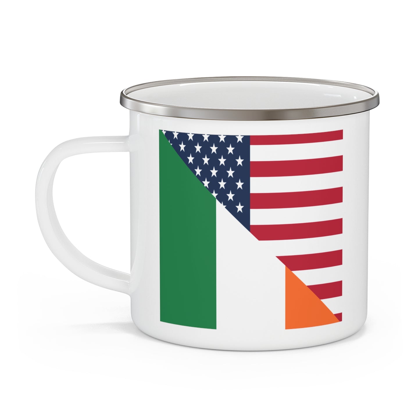 Irish American Flag Half Ireland USA 12oz Enamel Mug