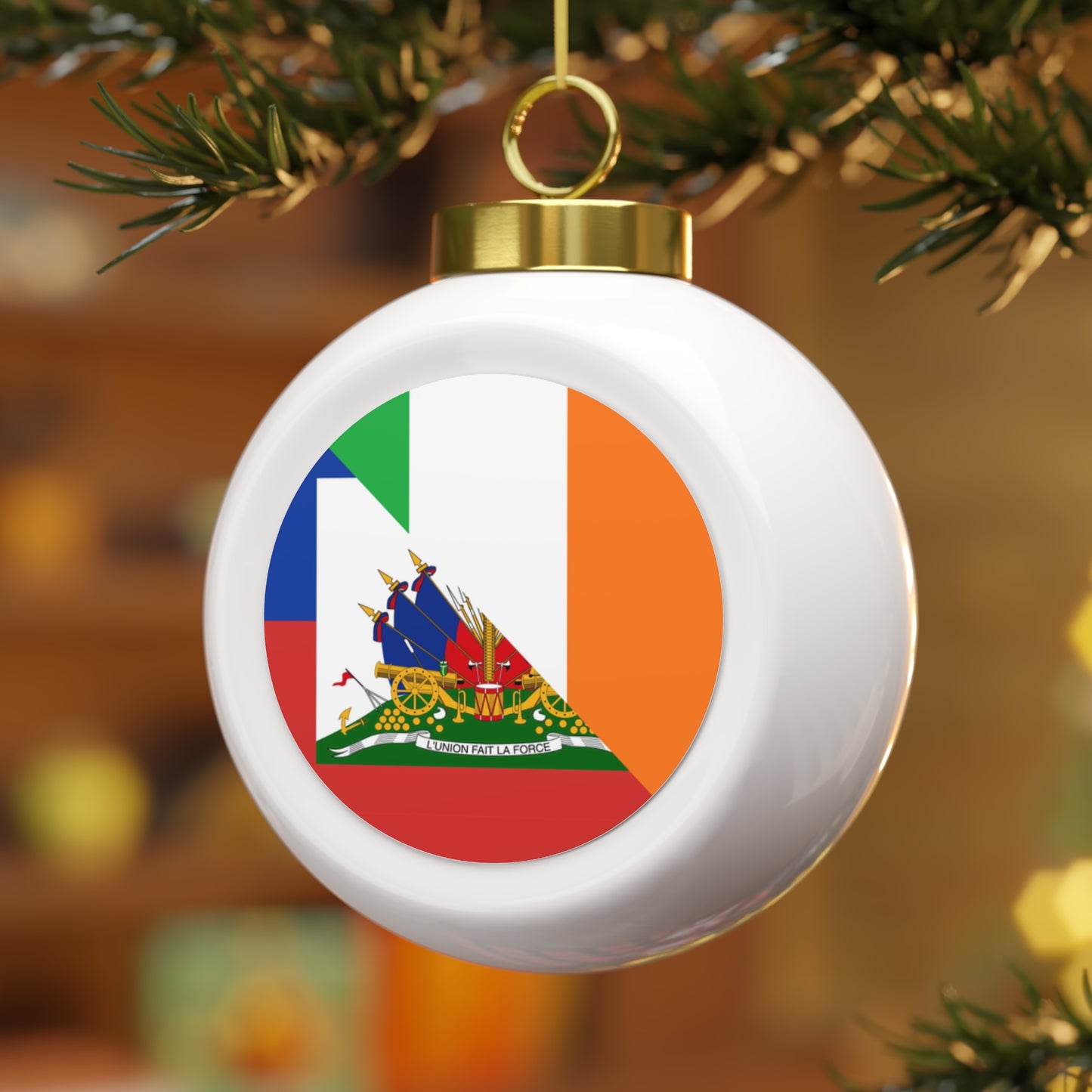 Haitian Irish Flag Half Haiti Ireland Christmas Tree Ball Ornament