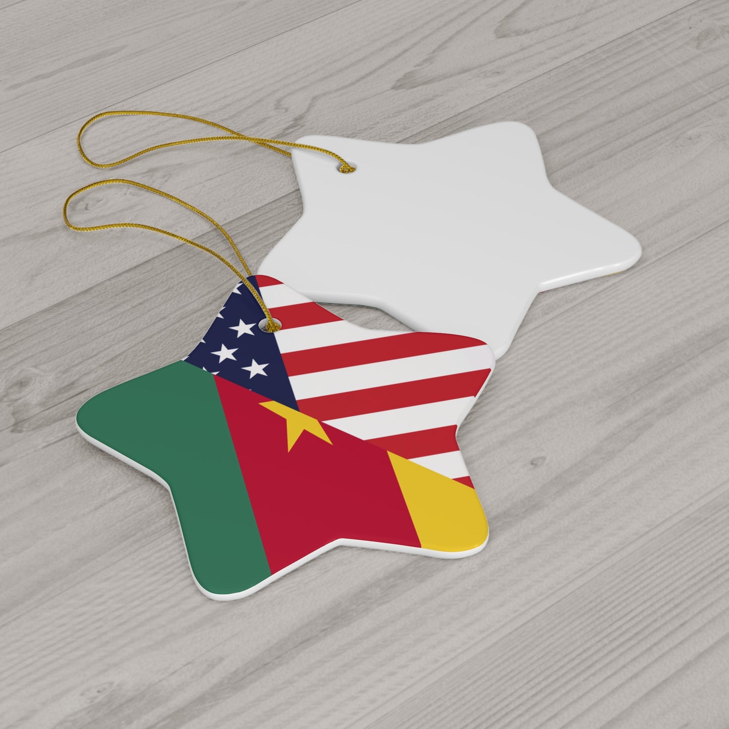 Cameroon American Flag Cameroonian USA Ceramic Ornament | Christmas Tree Ornaments