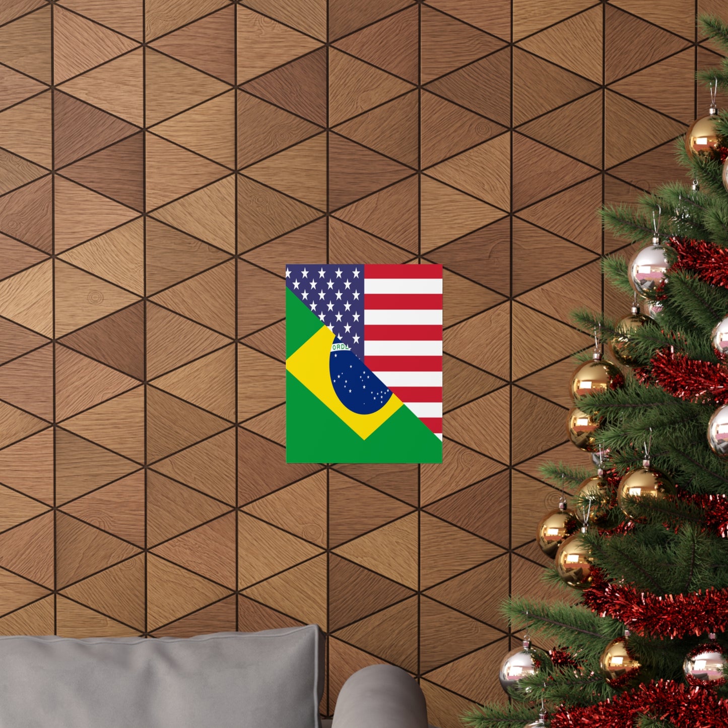 Brazilian American Flag Half Brazil USA Brasil Premium Matte Poster