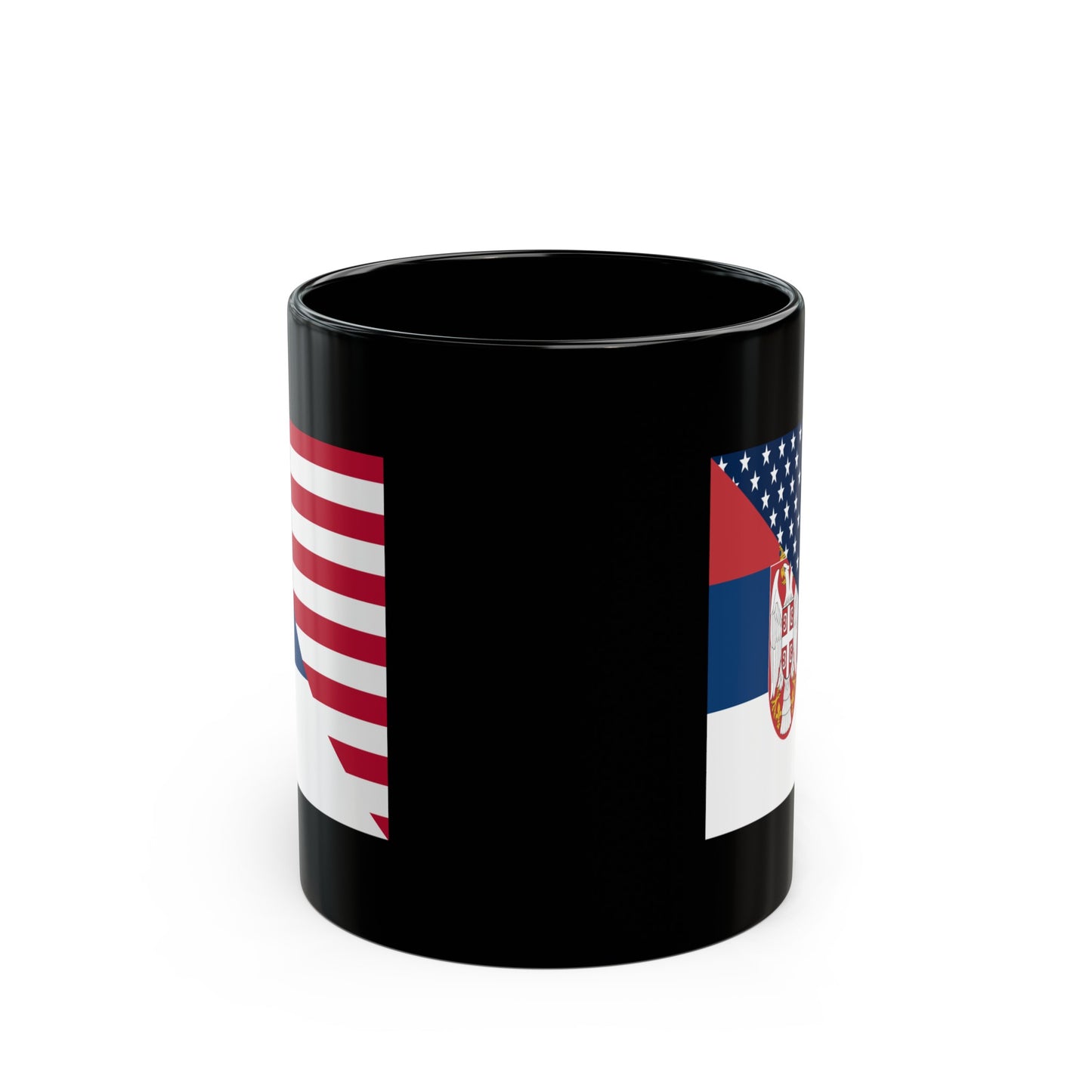 Serbian American Flag Half Serbia USA Black Mug (11oz, 15oz)