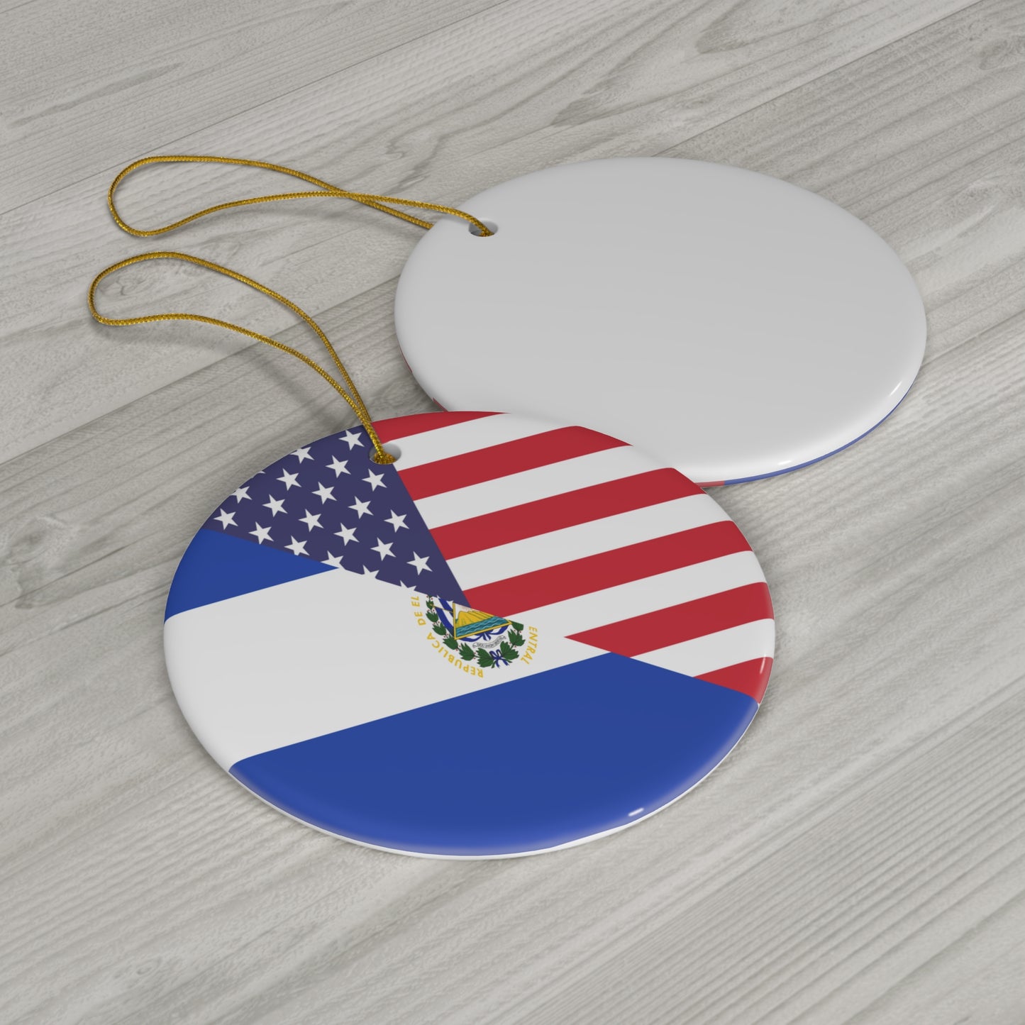 El Salvador American Flag USA Ceramic Ornament | Christmas Tree Ornaments