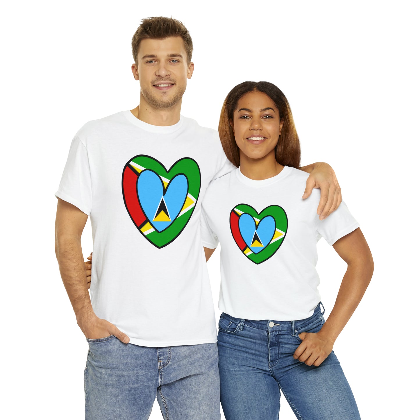 St Lucian Guyanese Heart Flag Guyana T-Shirt | Unisex Tee Shirt