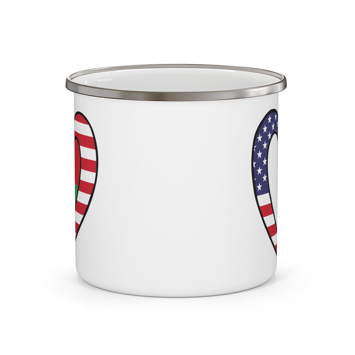 Madagascar American Heart Valentines Day Wedding Gift Half Madagascan USA Flag 12oz Enamel Mug