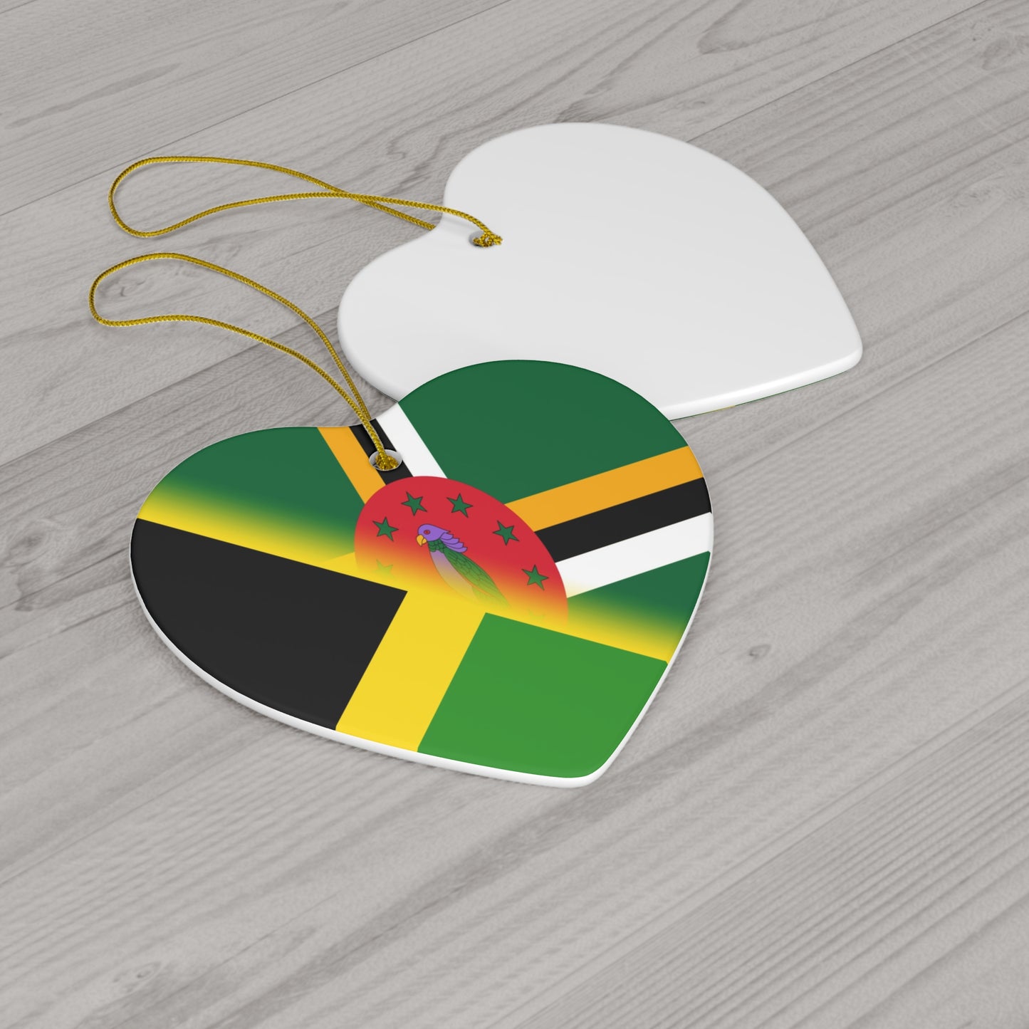 Jamaican Dominican Flag | Half Jamaica Dominica Ceramic Ornament | Christmas Tree Ornaments